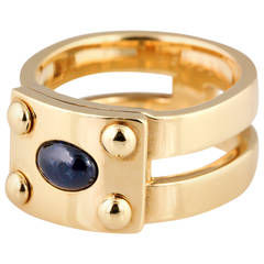 Hermes Cabochon Sapphire Gold Ring
