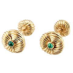 Vintage Tiffany & Co. Schlumberger Emerald Gold Turban Cufflinks