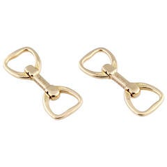 Hermes Gold Stirrup Cufflinks