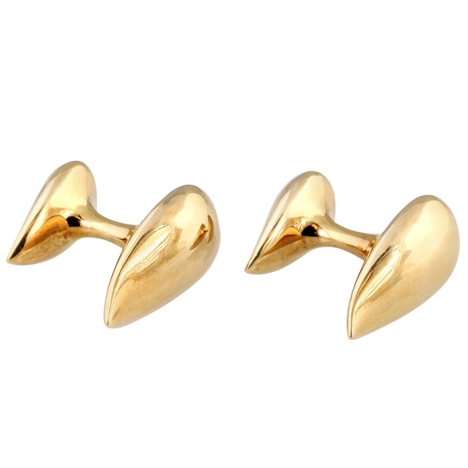 Tiffany & Co. Peretti Gold Tear Drop Cufflinks