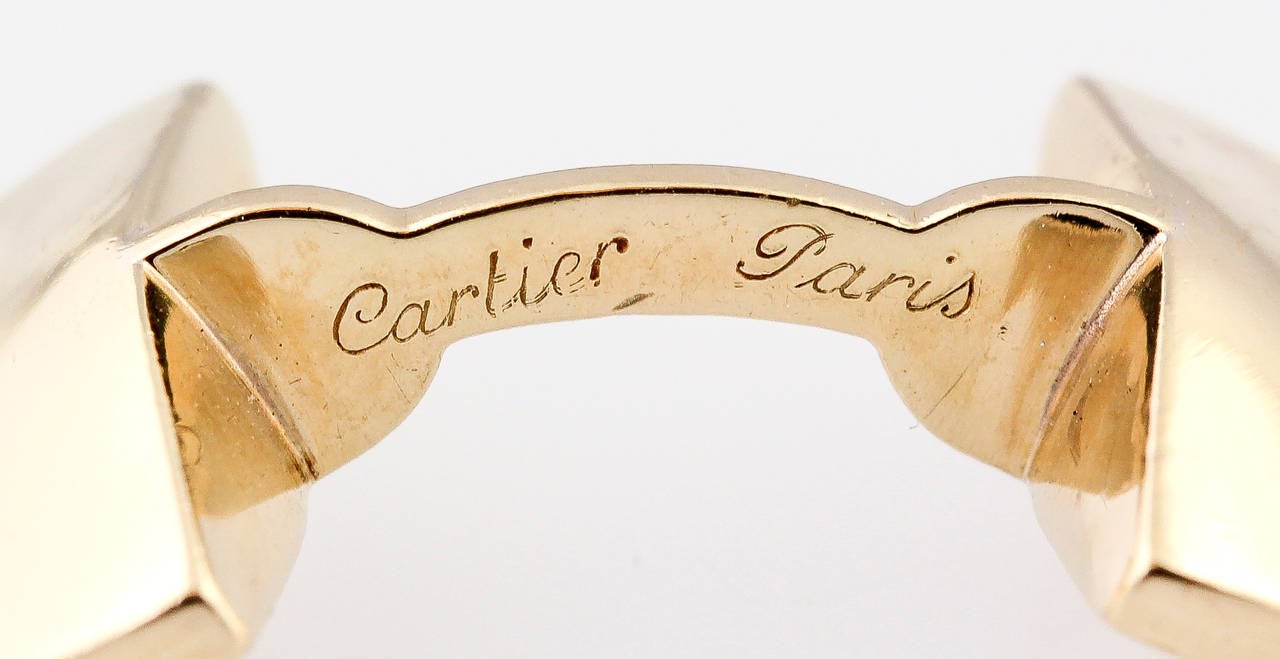 Cartier Retro Gold Fan Cufflinks For Sale at 1stdibs