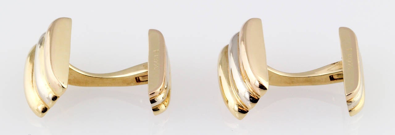 Cartier Three Tone Gold Bar Cufflinks at 1stDibs