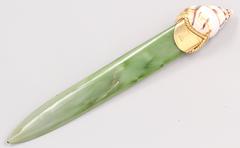 Verdura Shell Nephrite Gold Letter Opener