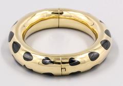 Tiffany & Co. Angela Cummings Inlaid Black Jade Gold Bangle Bracelet
