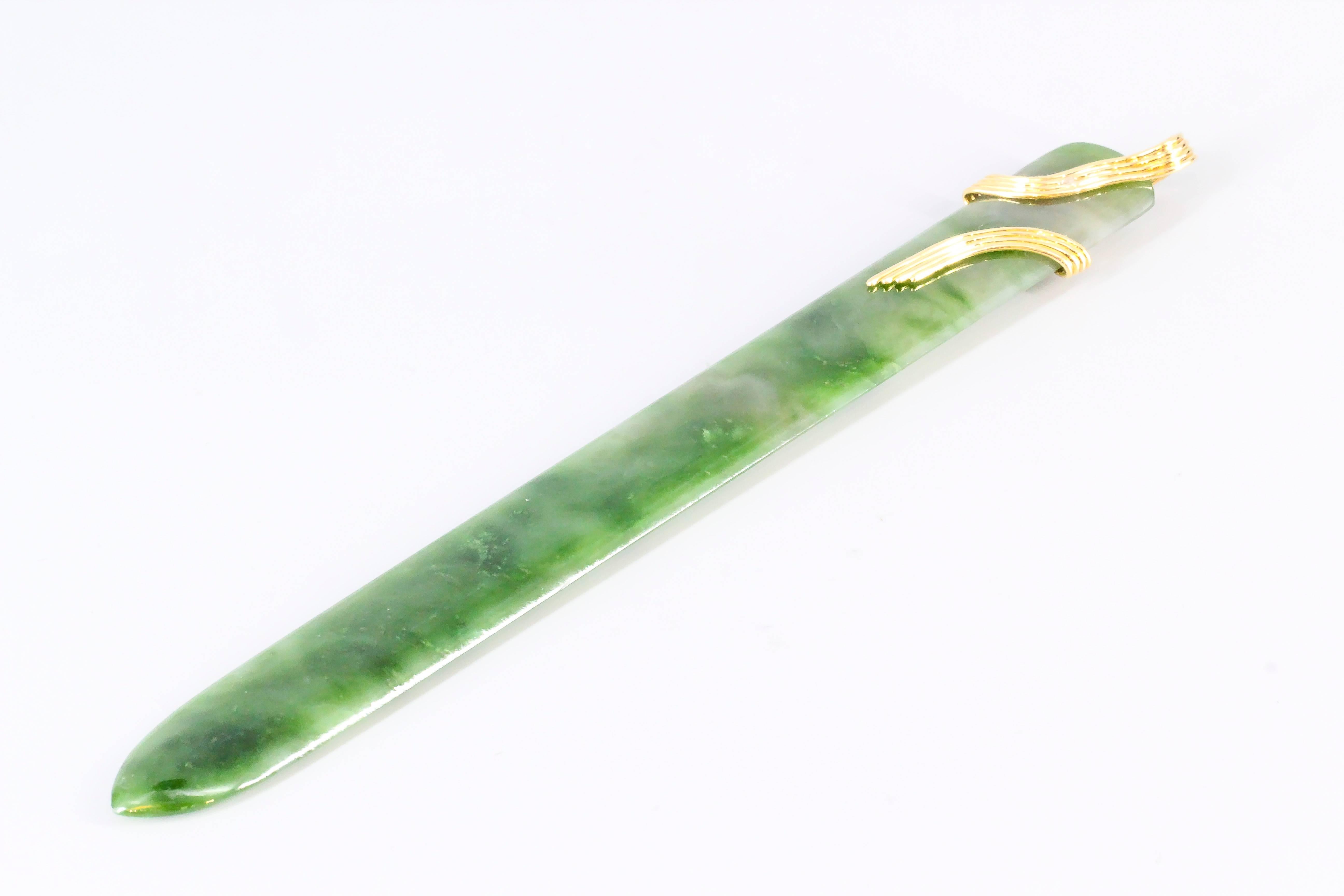 Tiffany & Co. Schlumberger Nephrite Gold Letter Opener In Good Condition In New York, NY