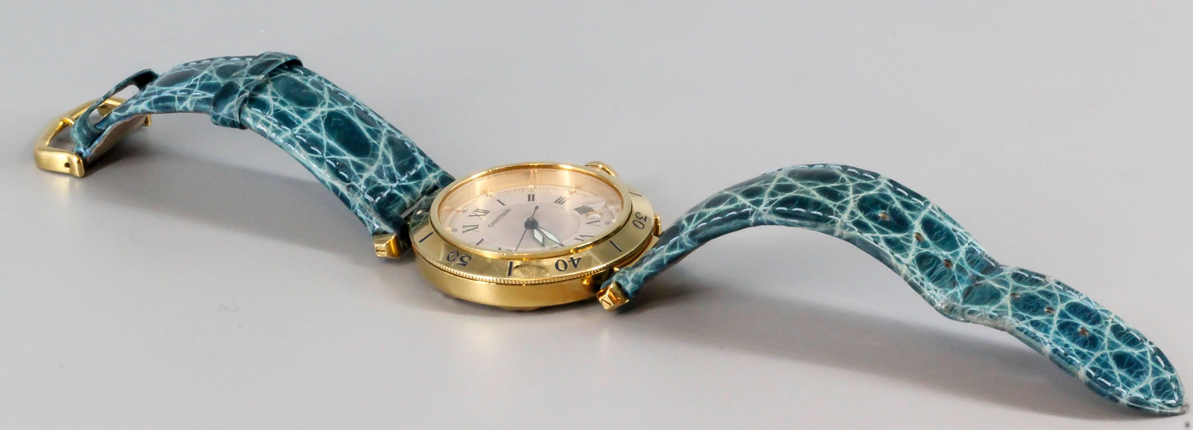 Women's or Men's Cartier Yellow Gold Pasha Date Automatic Wristwatch