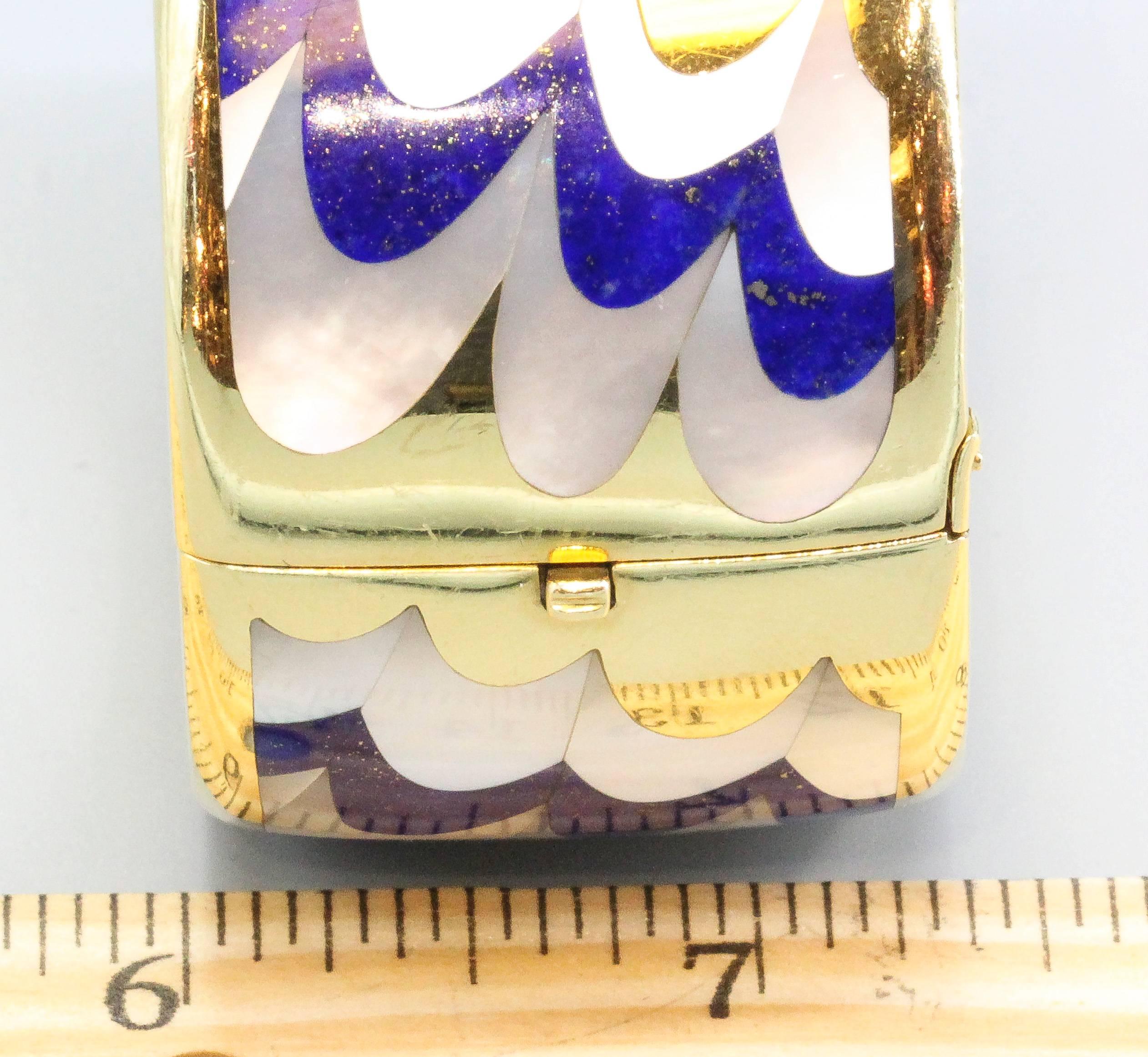 Tiffany & Co. Angela Cummings Inlaid Lapis Mother of Pearl Gold Bangle Bracelet 1