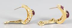 Fred Paris Ruby Diamond Gold Earrings