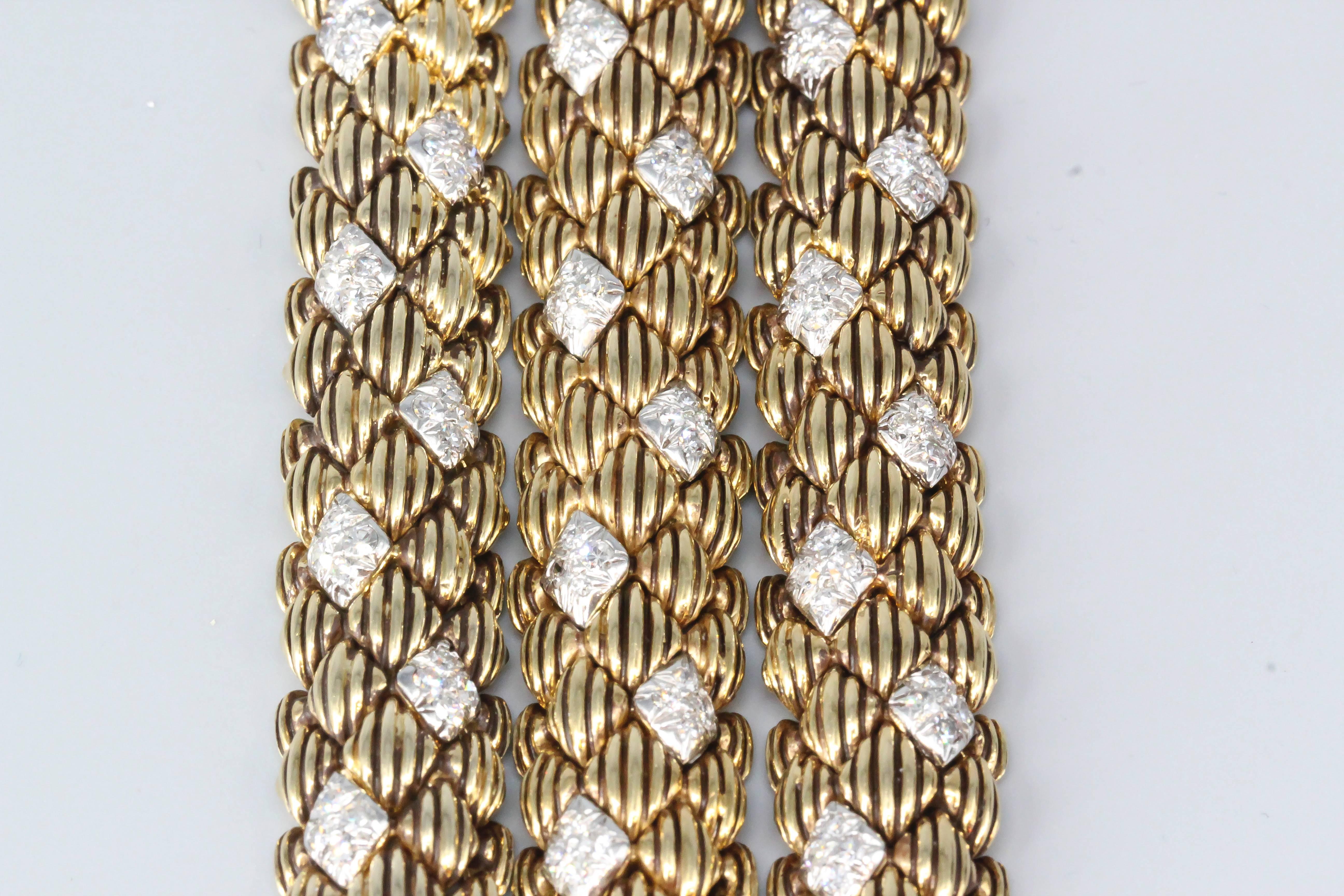 David Webb, ensemble de 3 bracelets à maillons en or 18 carats avec diamants Excellent état - En vente à New York City, NY