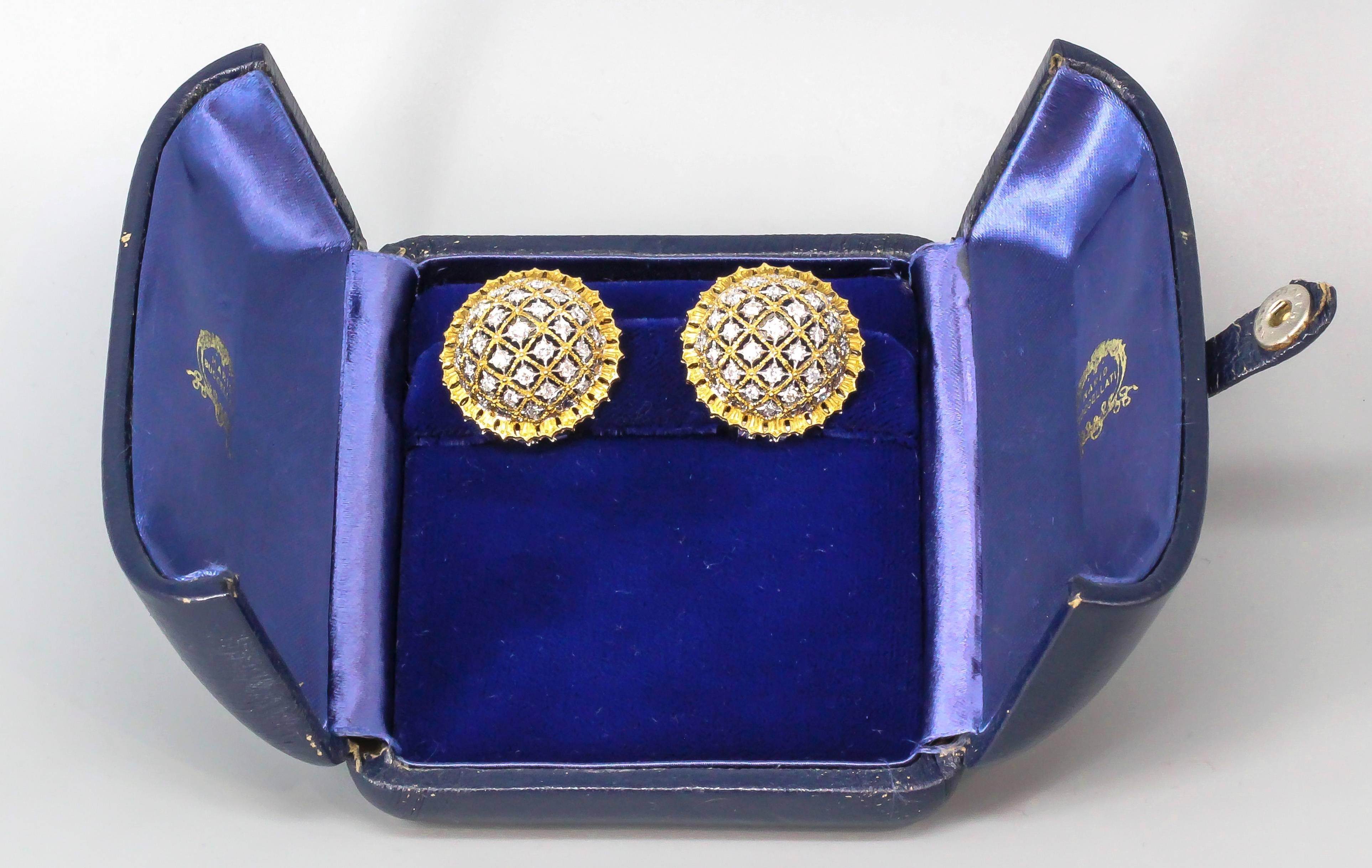 Buccellati Große goldene Diamant-Kuppel-Ohrringe 1