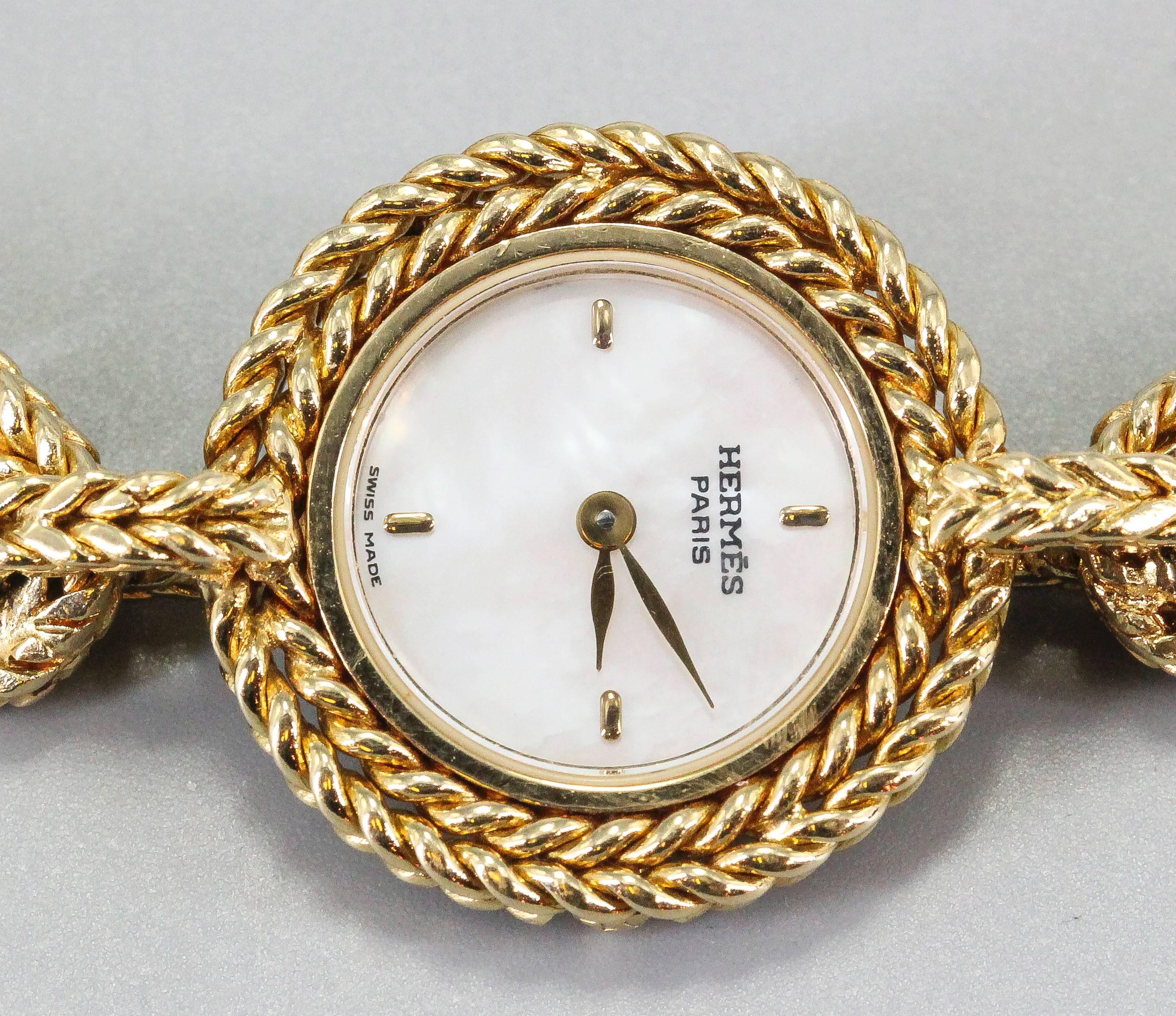 Hermes Ladies Yellow Gold Chaine D'Ancre Toggle Link Quartz Wristwatch In Excellent Condition In New York, NY