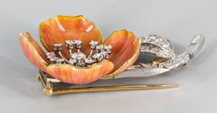Boucheron Enamel Diamond Gold Platinum Flower Brooch