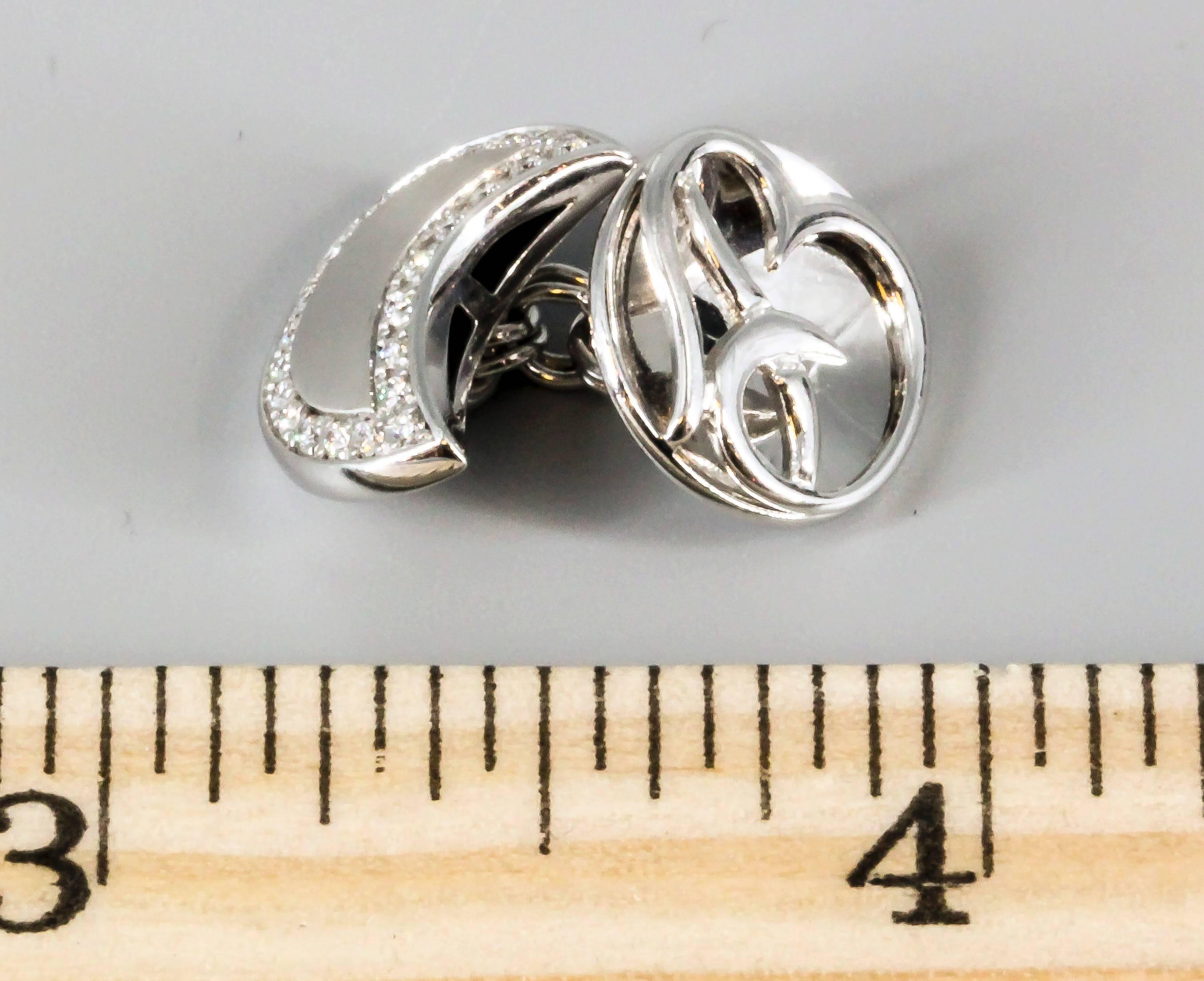 Breguet Diamond Gold Cufflinks In Excellent Condition In New York, NY