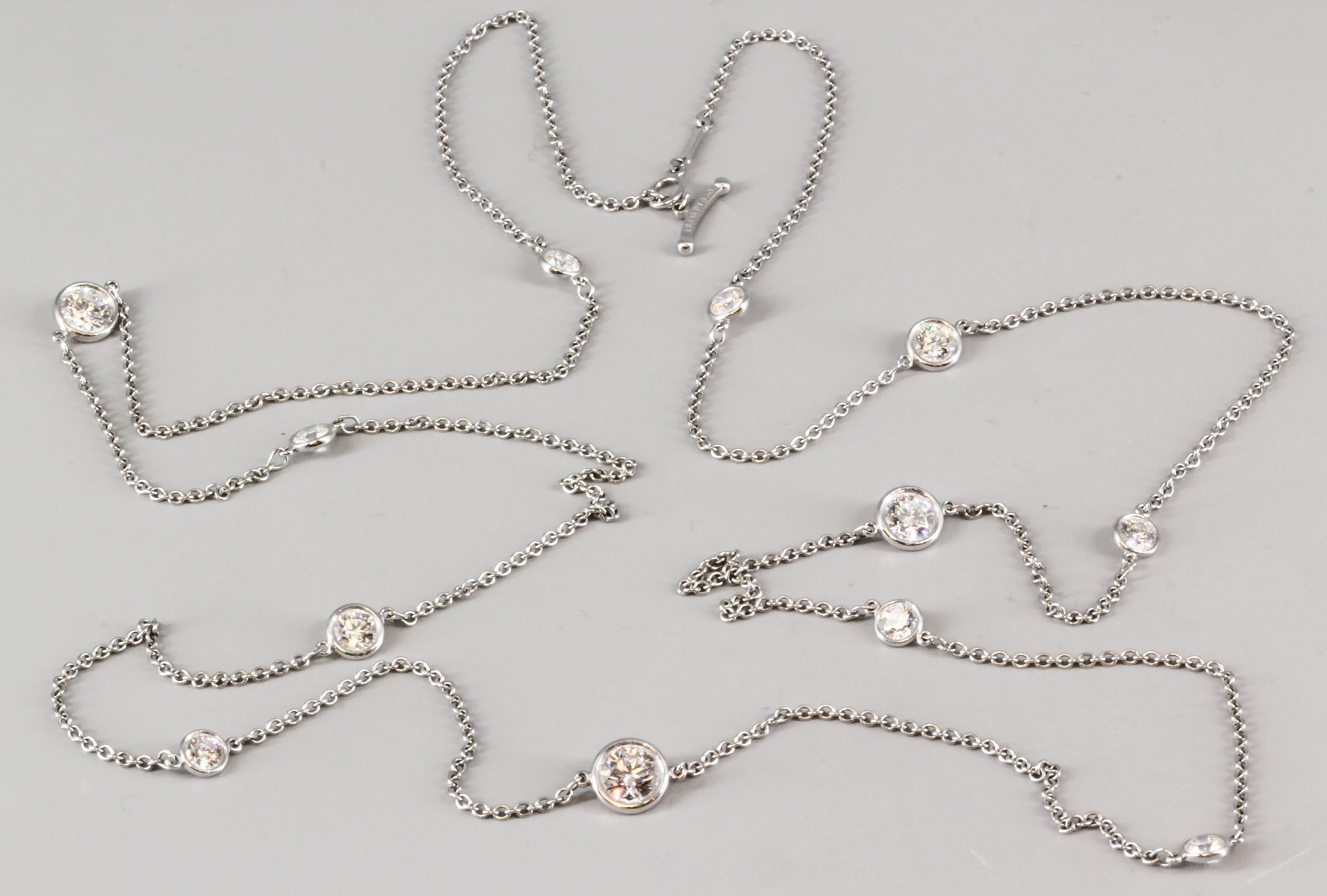 Tiffany & Co. Elsa Peretti Diamond Platinum Diamonds By Yard Necklace In Excellent Condition In New York, NY