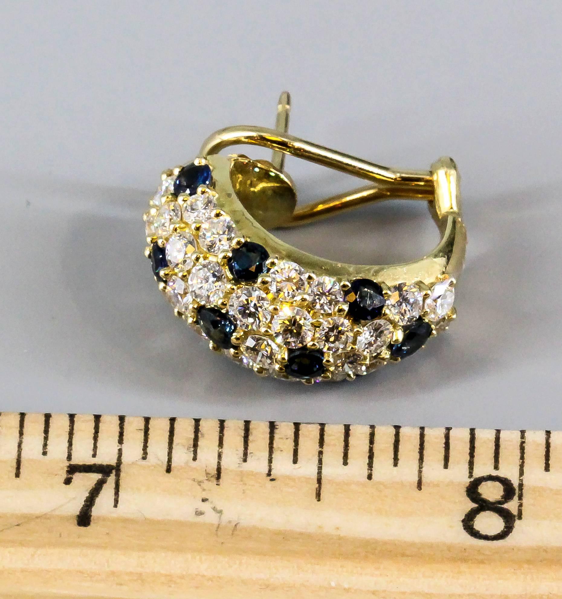 Women's Tiffany & Co. Sapphire Diamond Gold Huggie Earrings