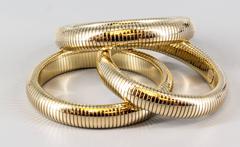 Forstner Trio of Gold Flexible Bangle Bracelets