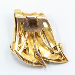 French Retro Citrine Gold Brooch