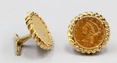 David Webb Gold $5 Liberty Head Coin Cufflinks