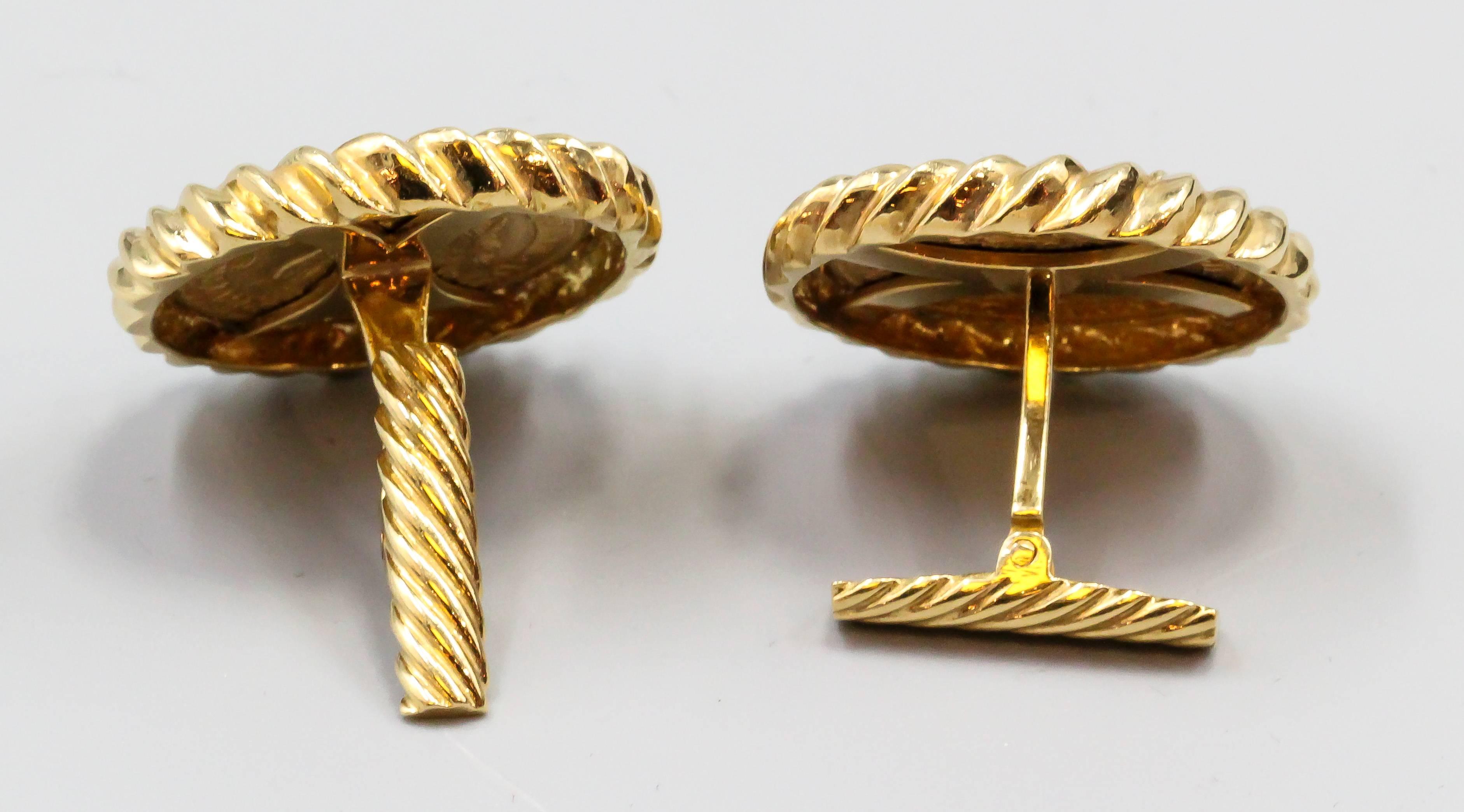 David Webb Gold $5 Liberty Head Coin Cufflinks In Excellent Condition In New York, NY