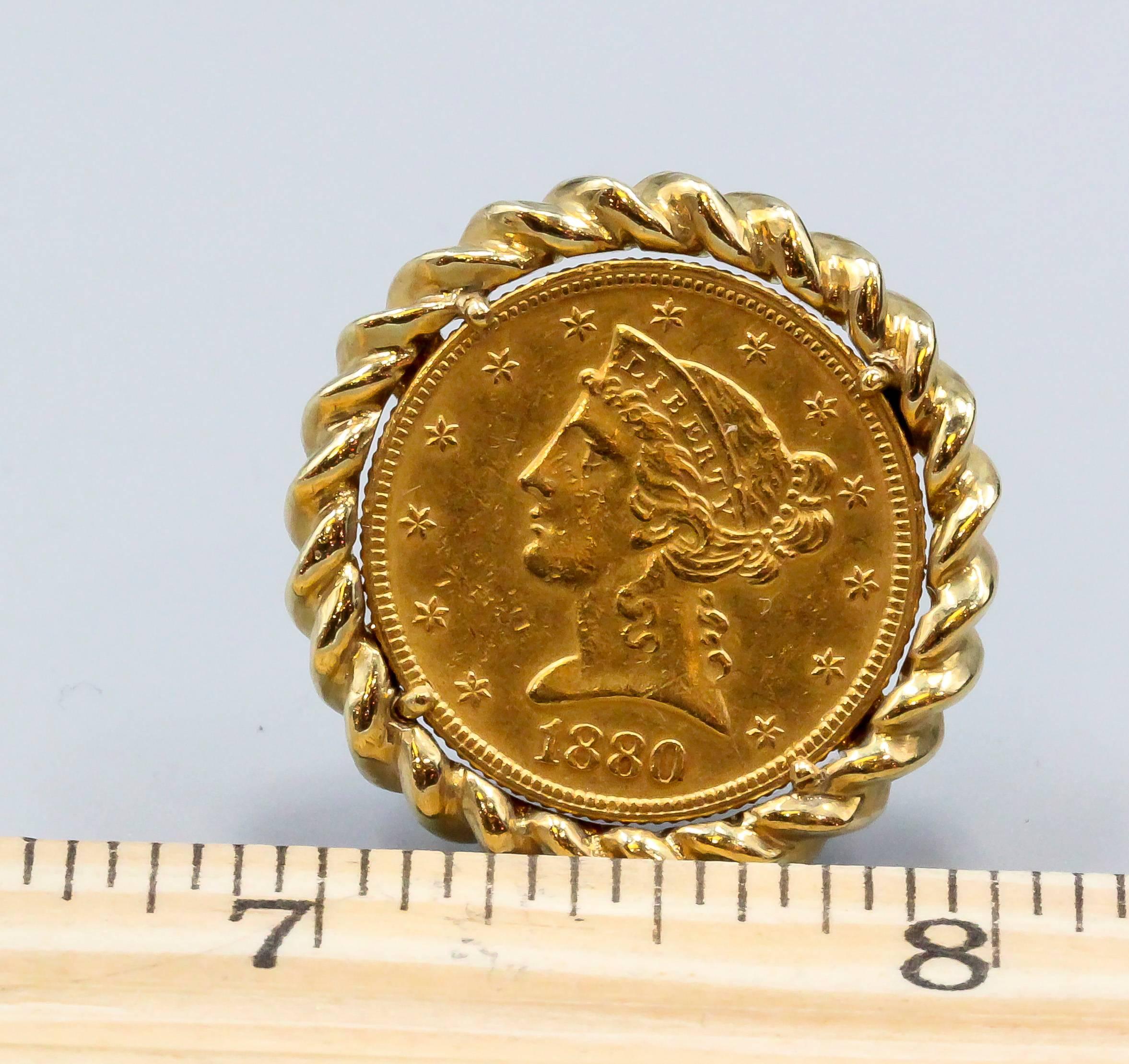 Men's David Webb Gold $5 Liberty Head Coin Cufflinks