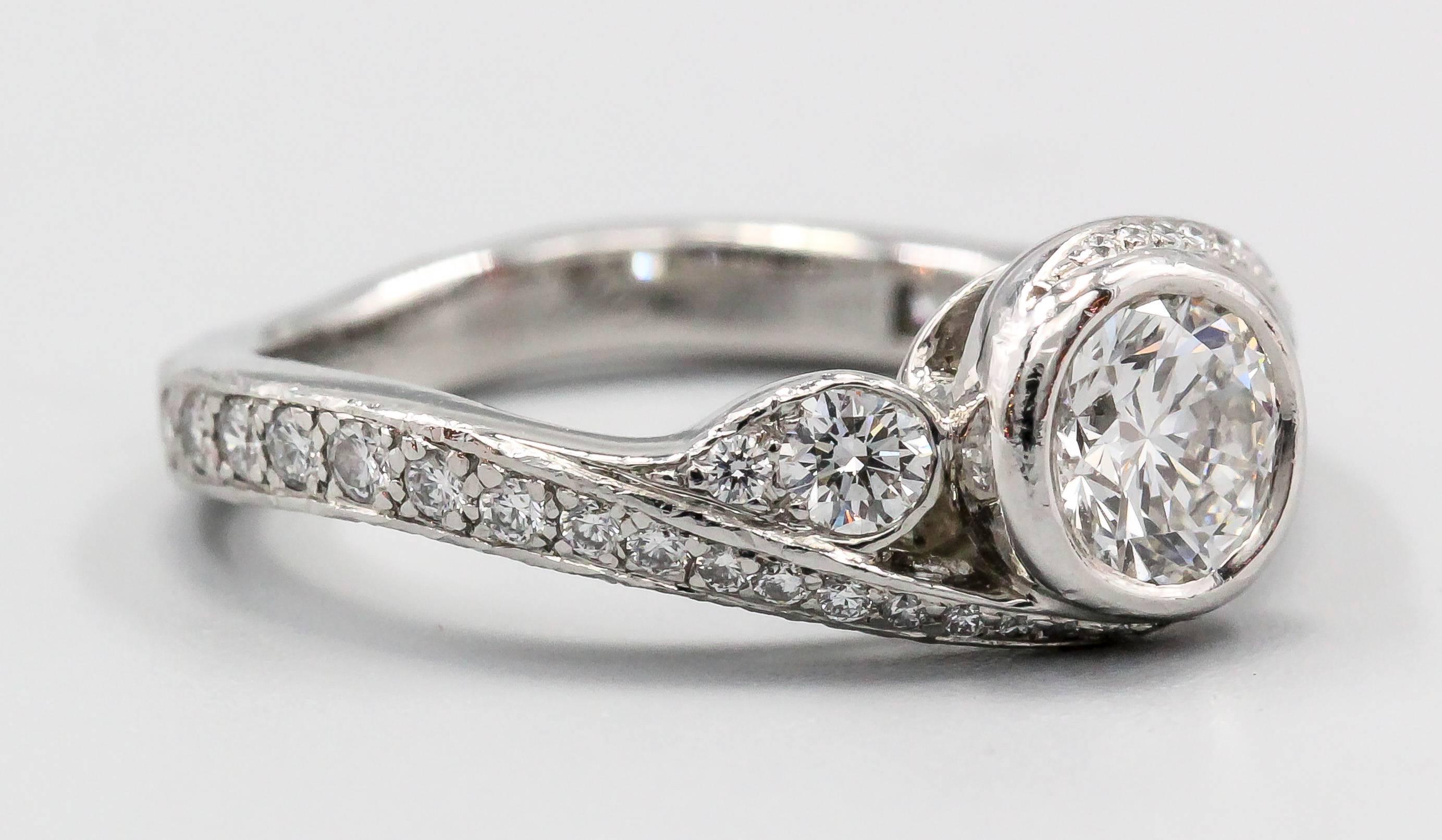Cartier Diamond Platinum Engagement Ring In Good Condition In New York, NY