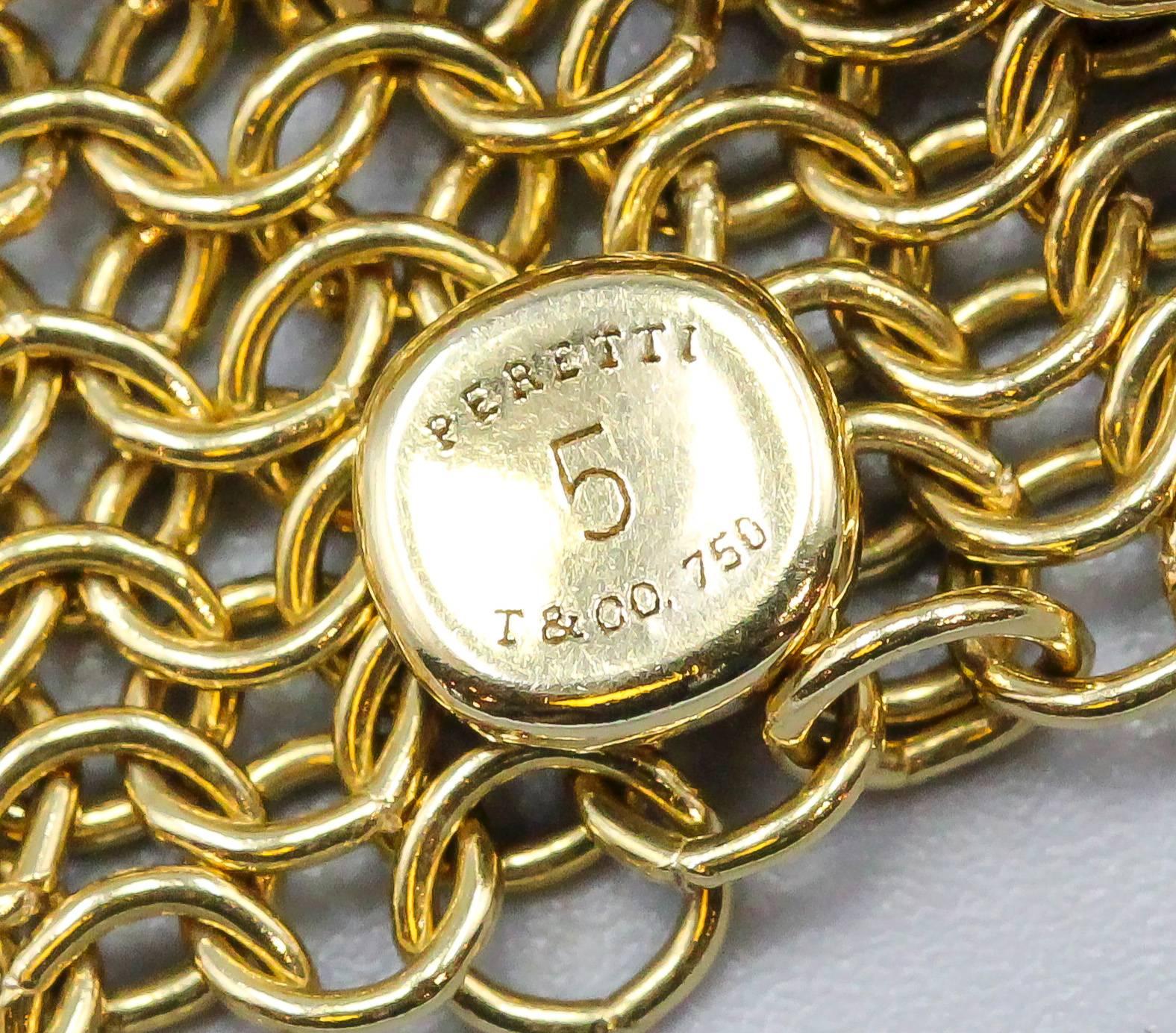 Tiffany & Co. Elsa Peretti Gold Mesh Bracelet In Excellent Condition In New York City, NY