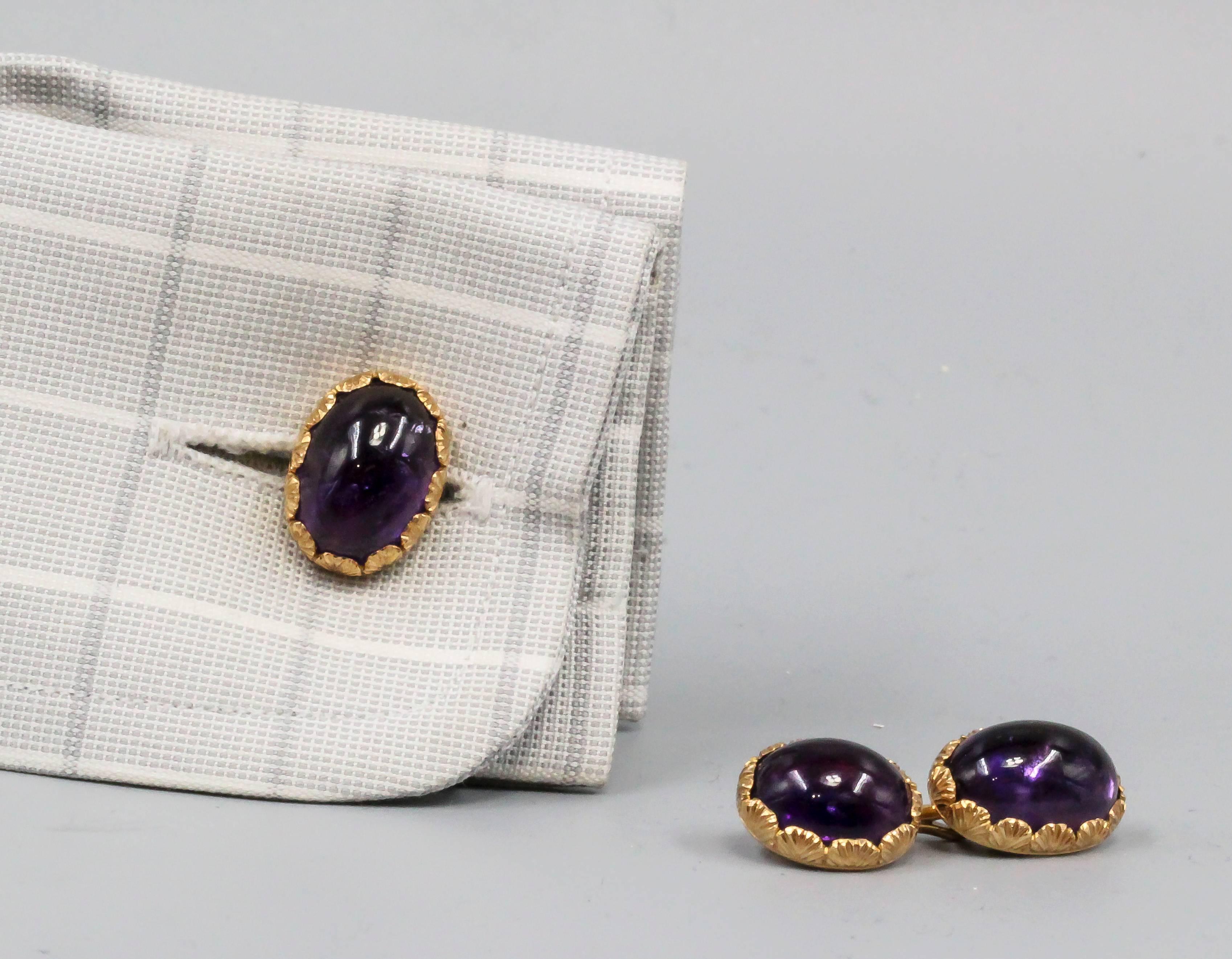 Buccellati Amethyst Gold Cufflinks In Excellent Condition In New York, NY