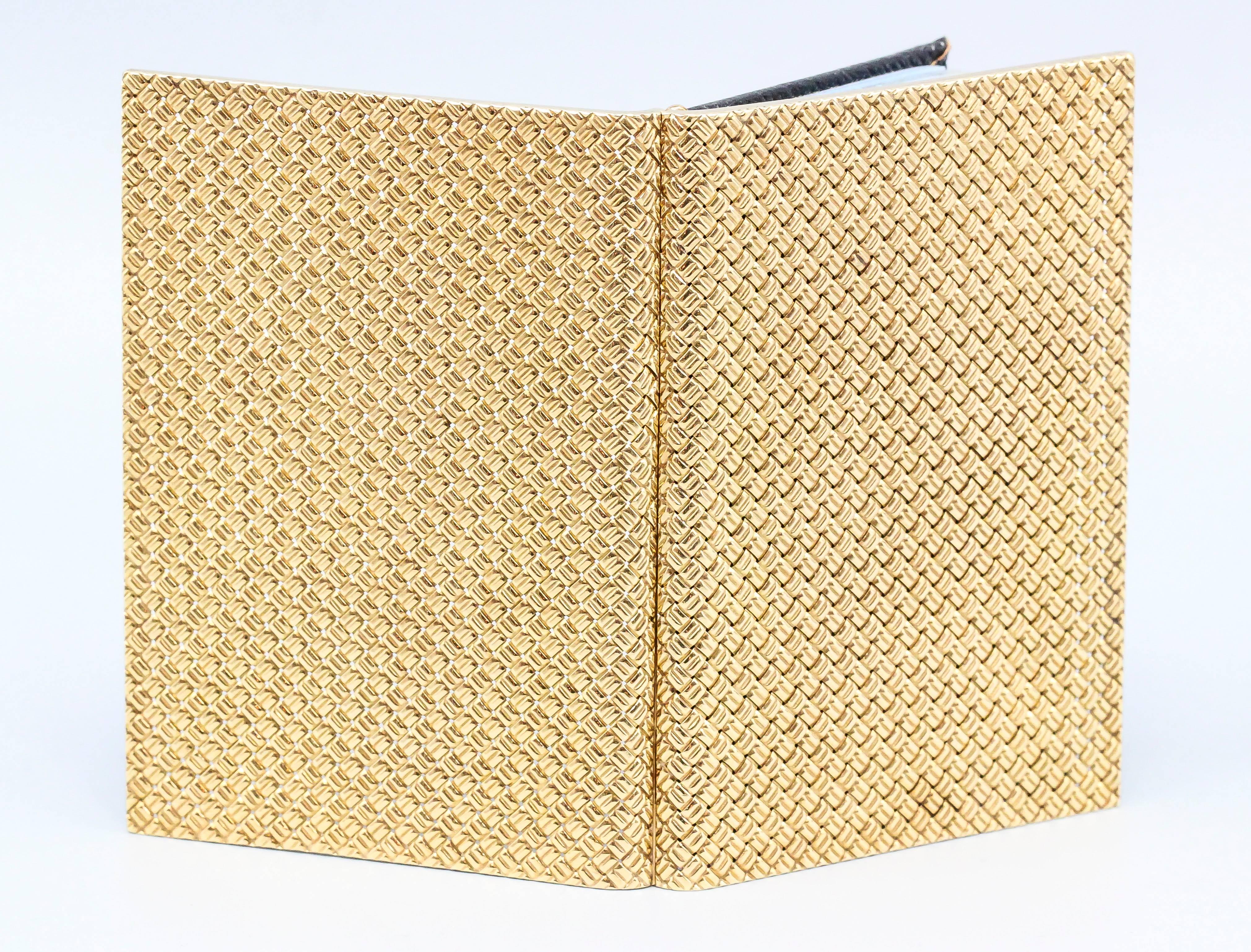 Rare and unusual 18K yellow gold address book by Van Cleef & Arpels, circa 1970s. Beautifully made with basket weave style design. Dated 1977 on address book, which also features a calendar, can easily be updated for the current year or used for any