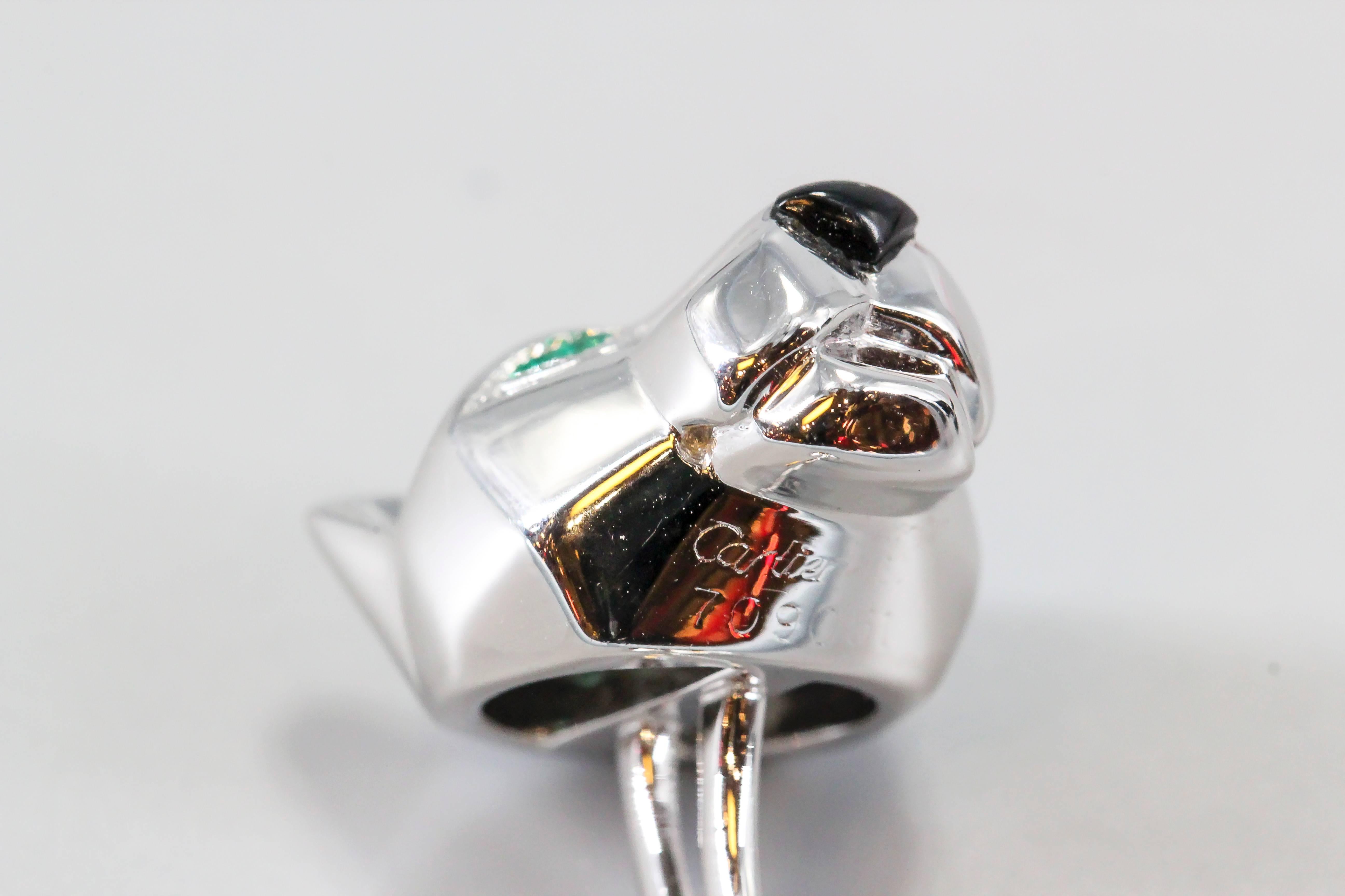 Cartier Panther Emerald Onyx Gold Cufflinks In Excellent Condition In New York, NY
