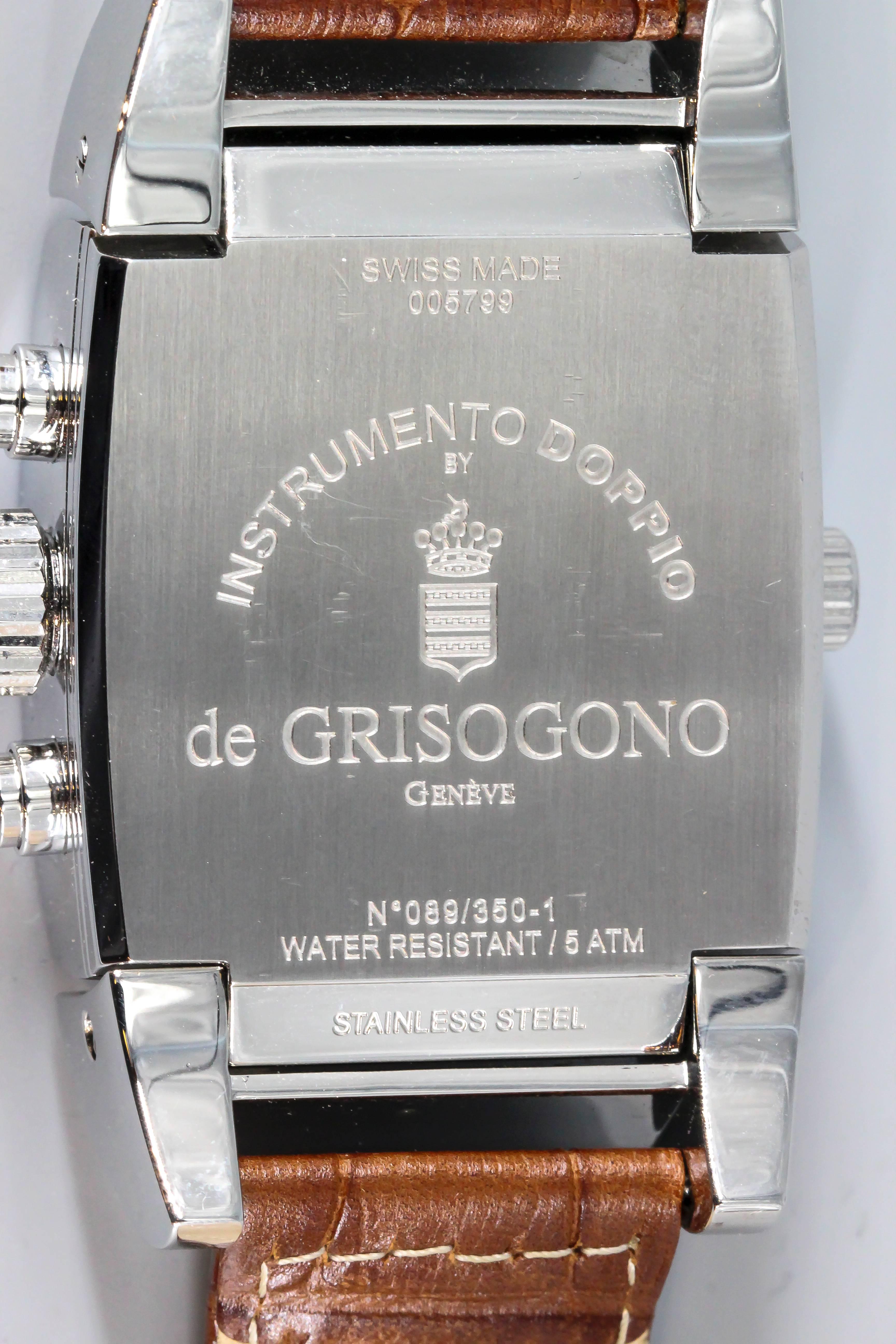 De Grisogono Stainless Steel Instrumento Doppio Time Zone Chronograph Wristwatch 2