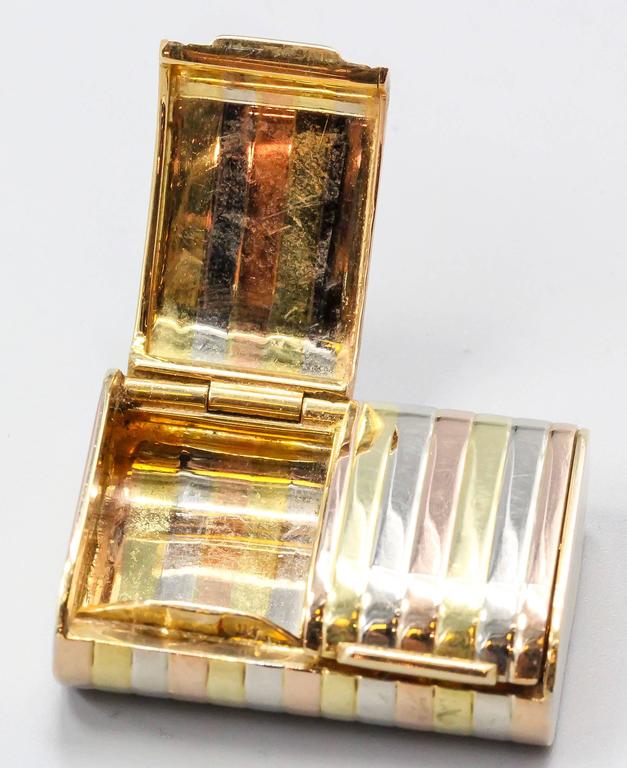 Triple Gold Dual Compartment Pill Box For Sale at 1stDibs