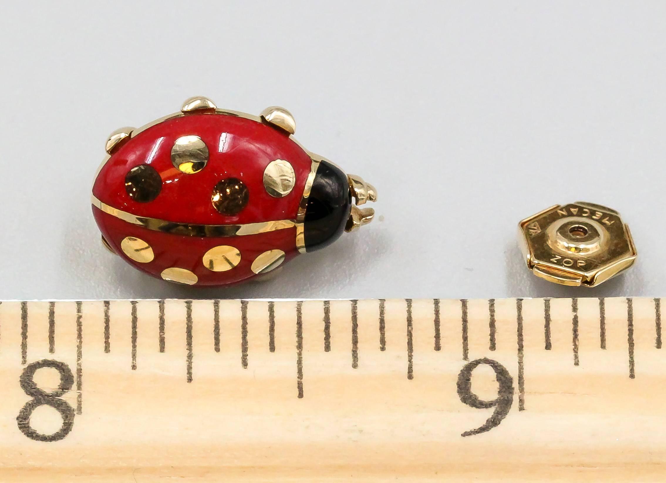 Cartier Enamel Gold Ladybug Pin In Excellent Condition In New York City, NY