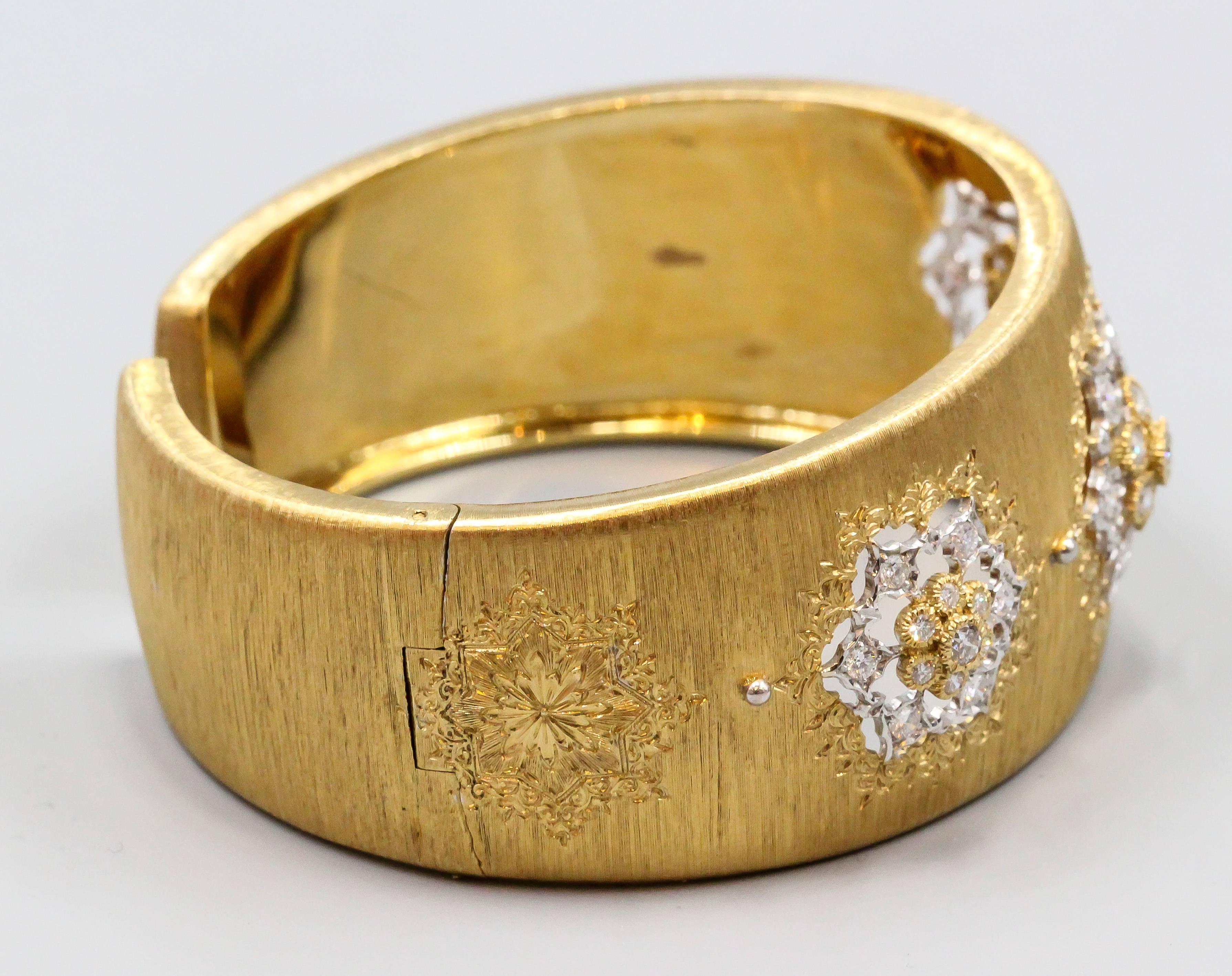 M. Buccellati Diamond Gold Wide Cuff Bracelet 2