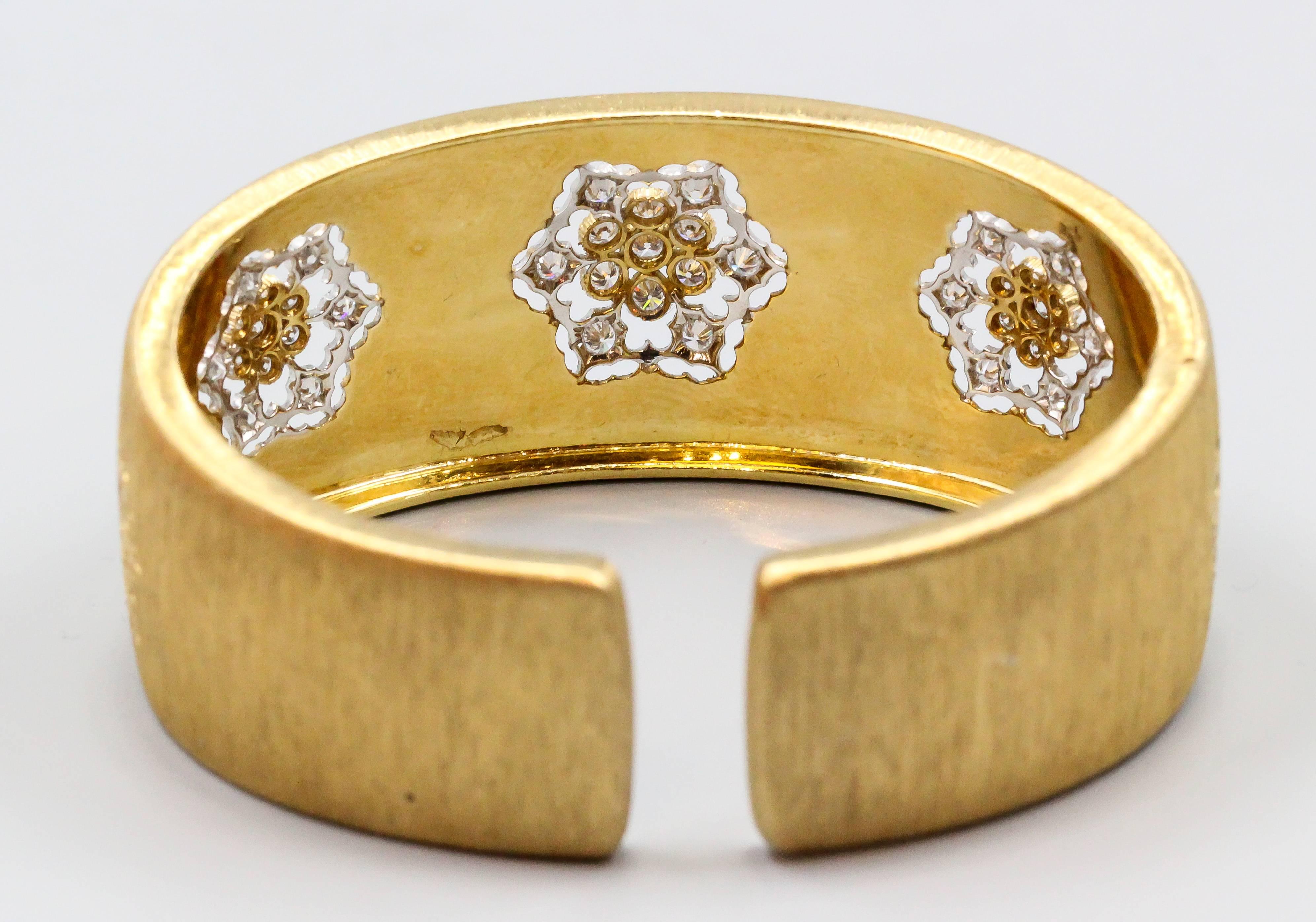 M. Buccellati Diamond Gold Wide Cuff Bracelet 3