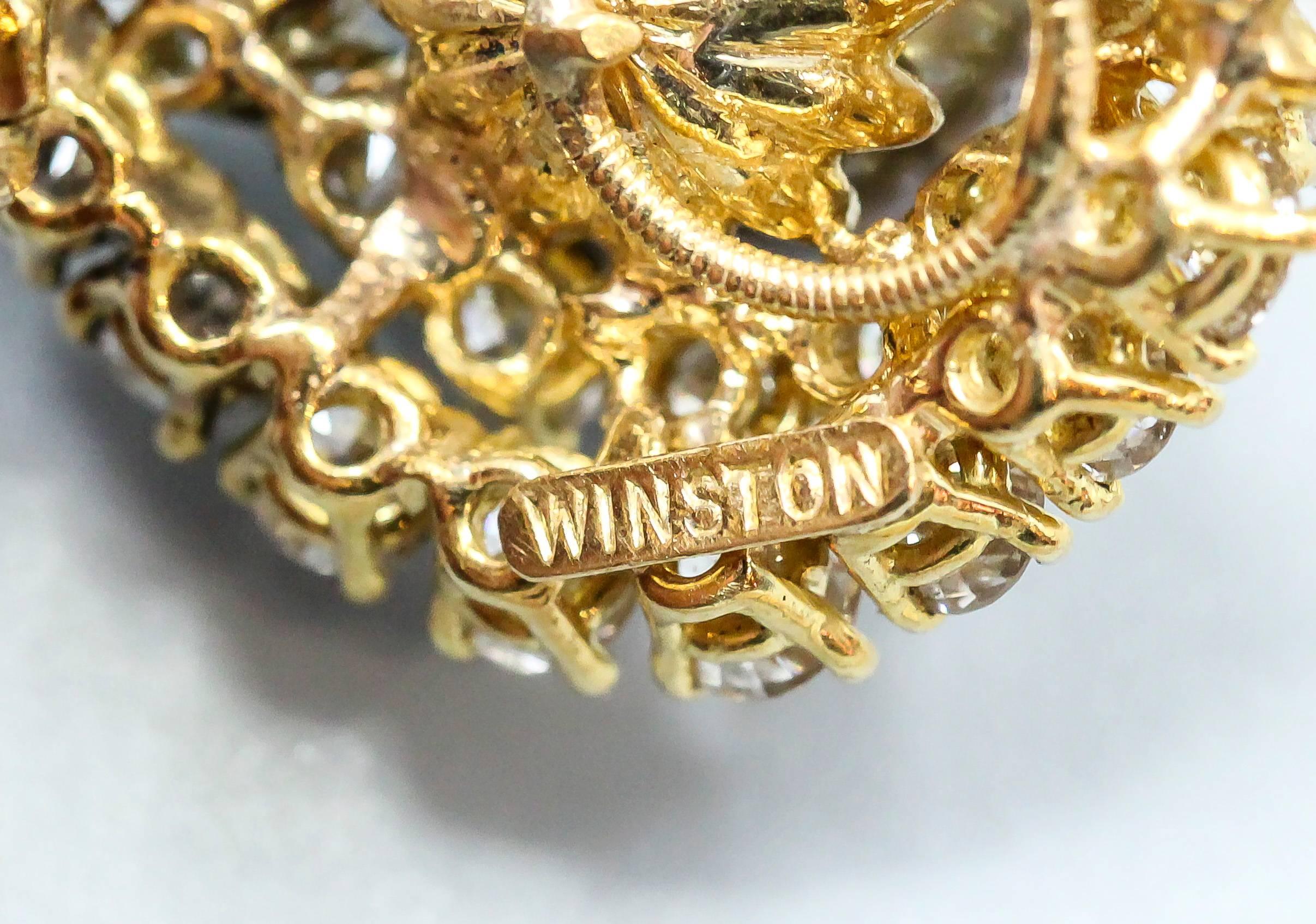 Harry Winston Black Cultured Pearl Diamond Gold Earrings 2