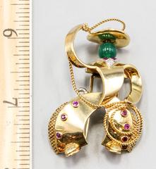 Van Cleef & Arpels Chrysoprase Ruby Diamond Gold Cowboy Brooch