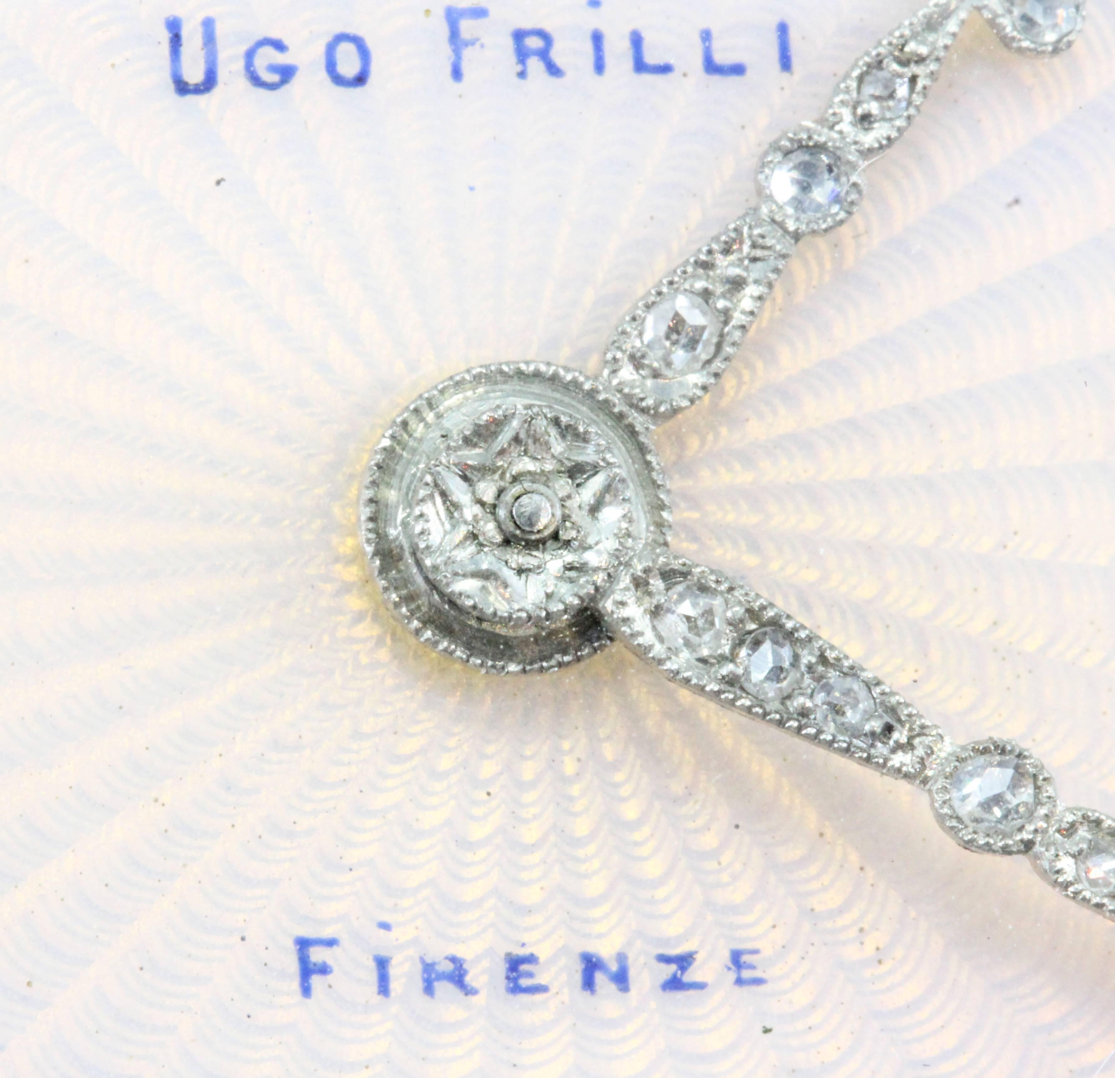 Ugo Frilli Art Deco Silver Diamond Agate Enamel Clock 1