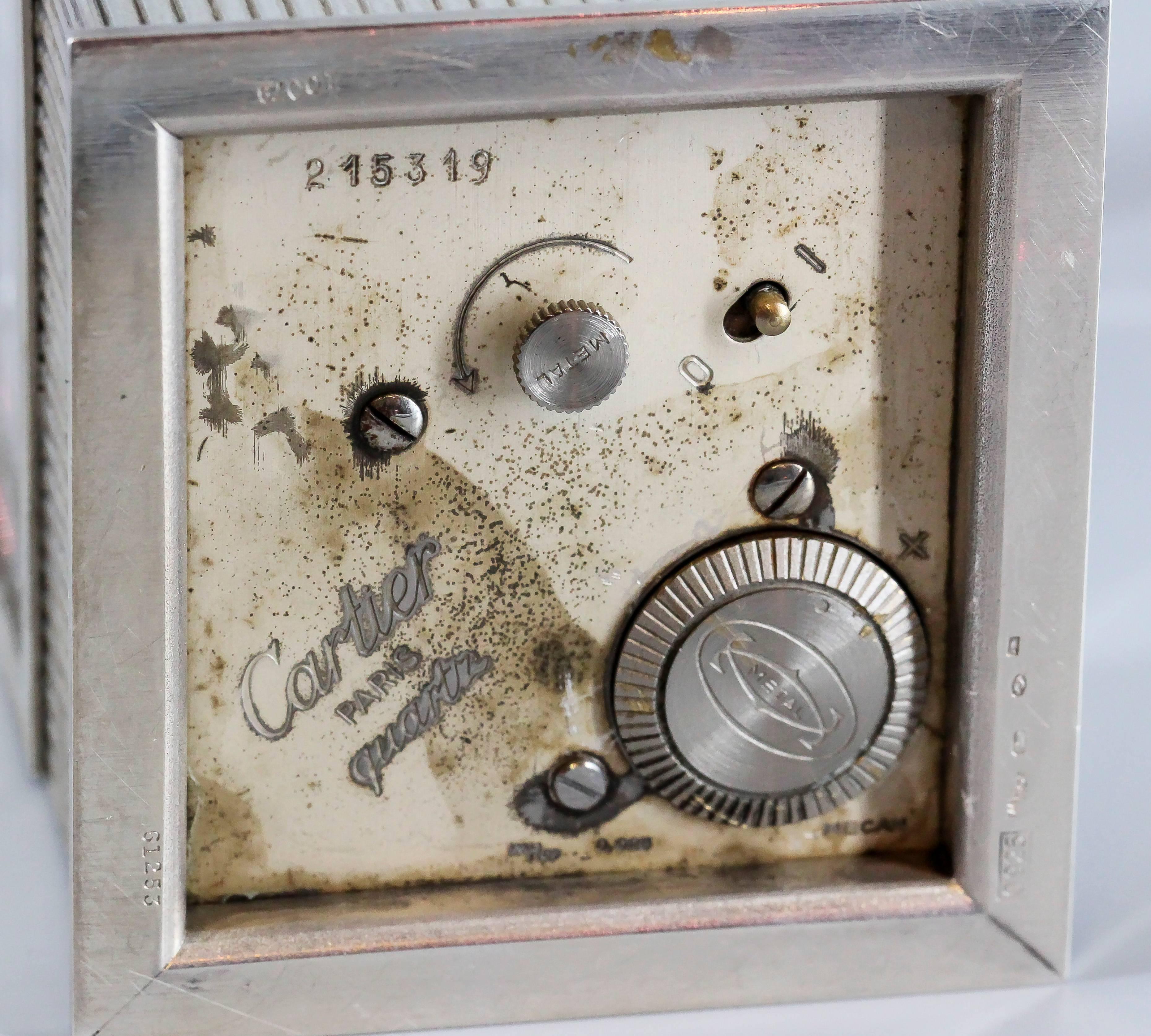 Rare Cartier Mystery Prism Silver Clock In Excellent Condition In New York City, NY