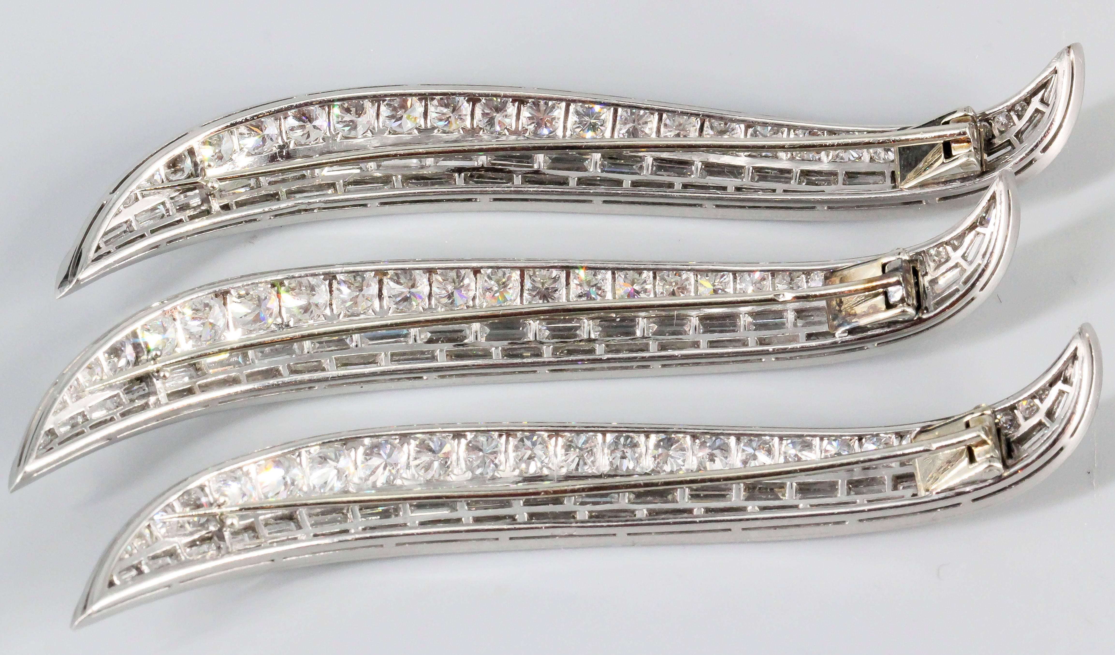 Women's French Art Deco Set of Four Diamond and Platinum Brooches