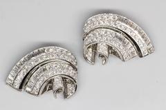 Tiffany & Co. Art Deco, Diamond Platinum Double Clip Brooch