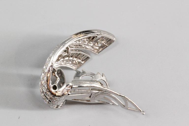 Women's Tiffany & Co. Art Deco, Diamond Platinum Double Clip Brooch