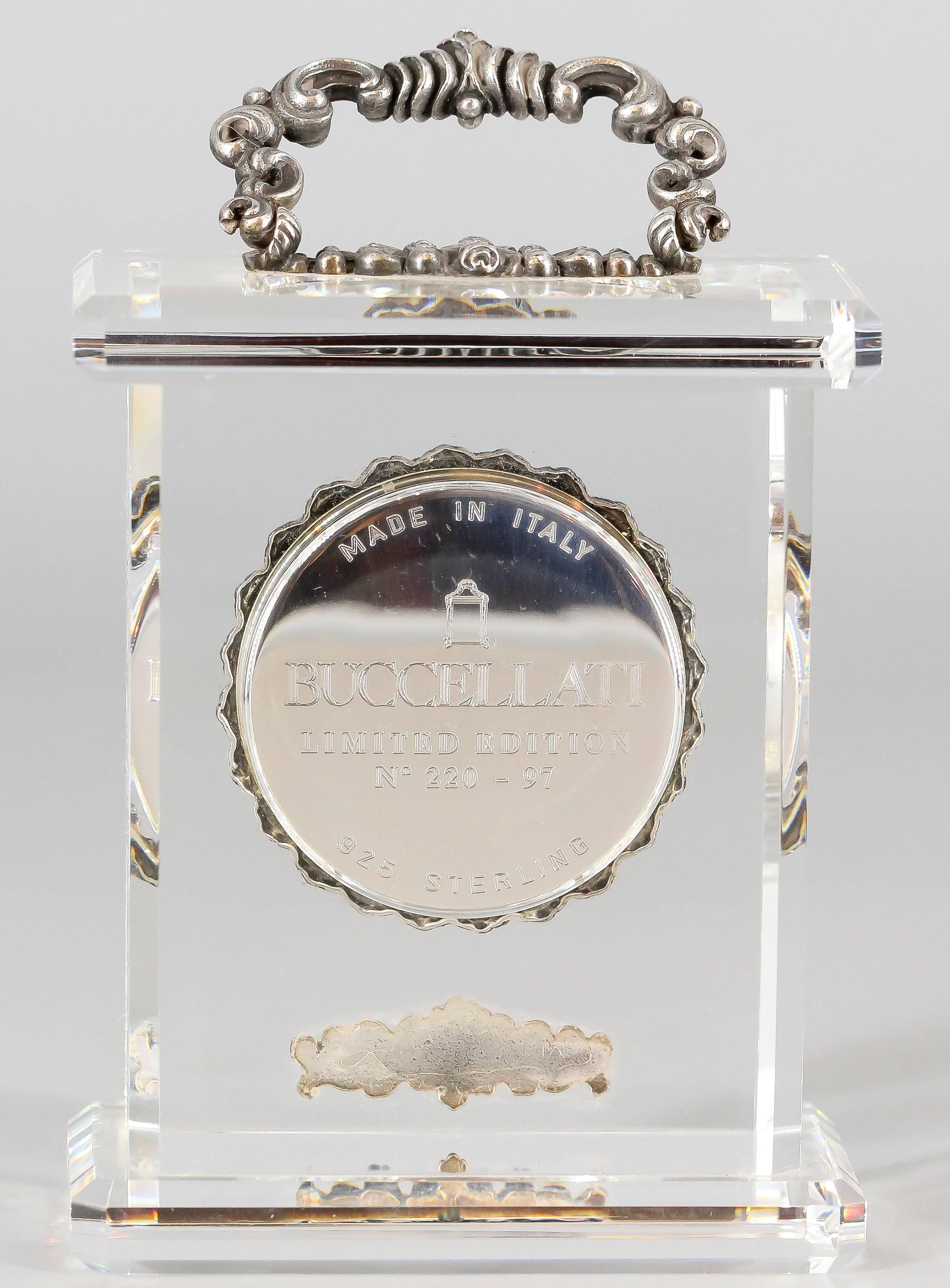 Buccellati Rock Crystal Sterling Silver Limited Edition Desk Clock In Excellent Condition In New York, NY
