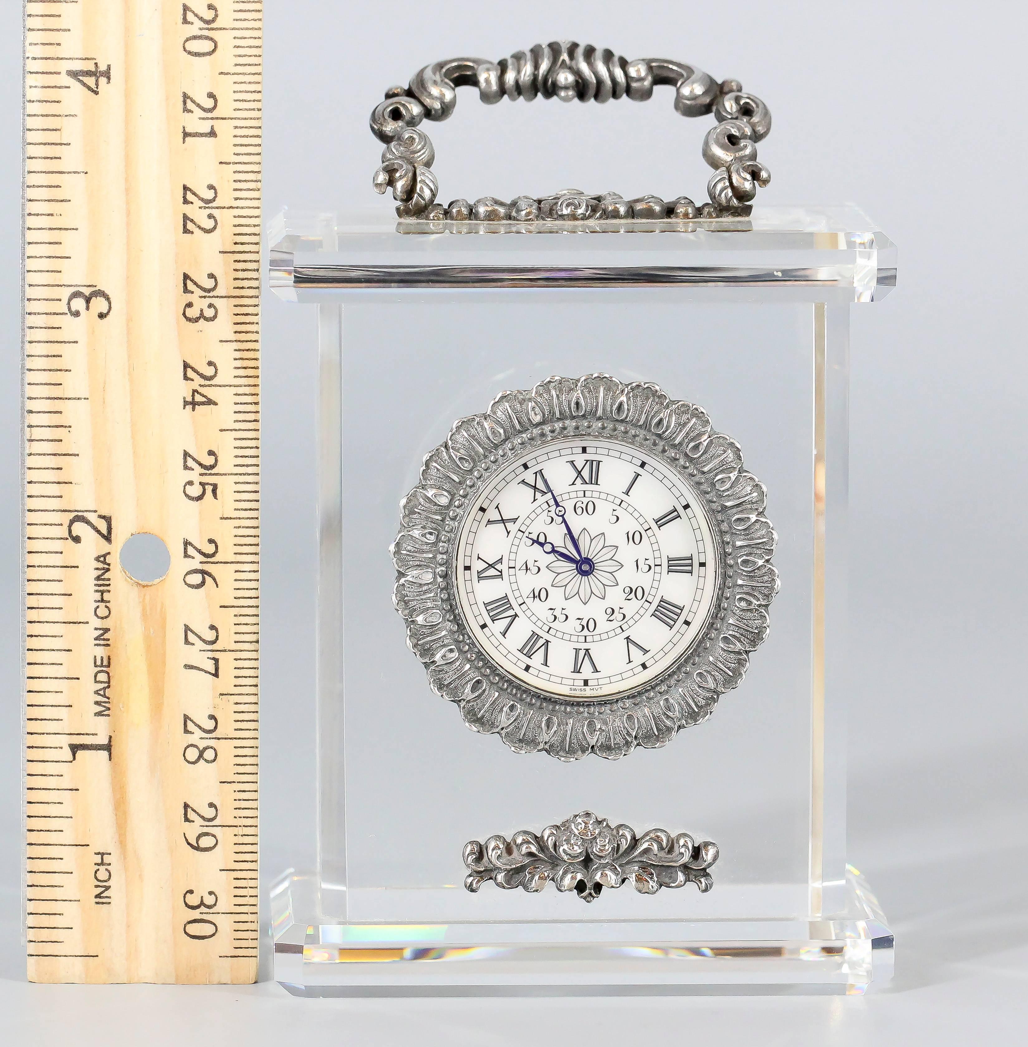 Buccellati Rock Crystal Sterling Silver Limited Edition Desk Clock 1