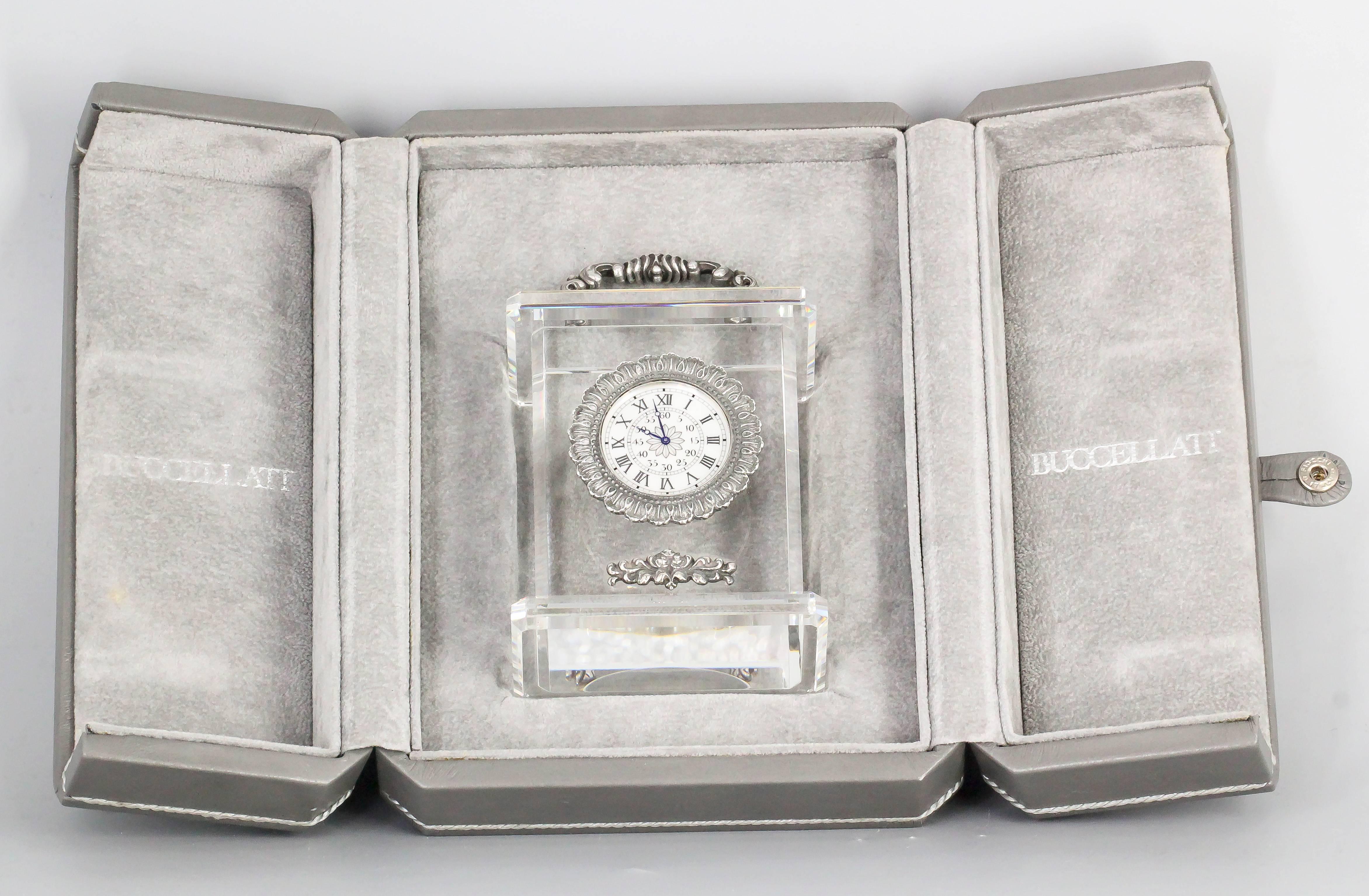 Buccellati Rock Crystal Sterling Silver Limited Edition Desk Clock 2