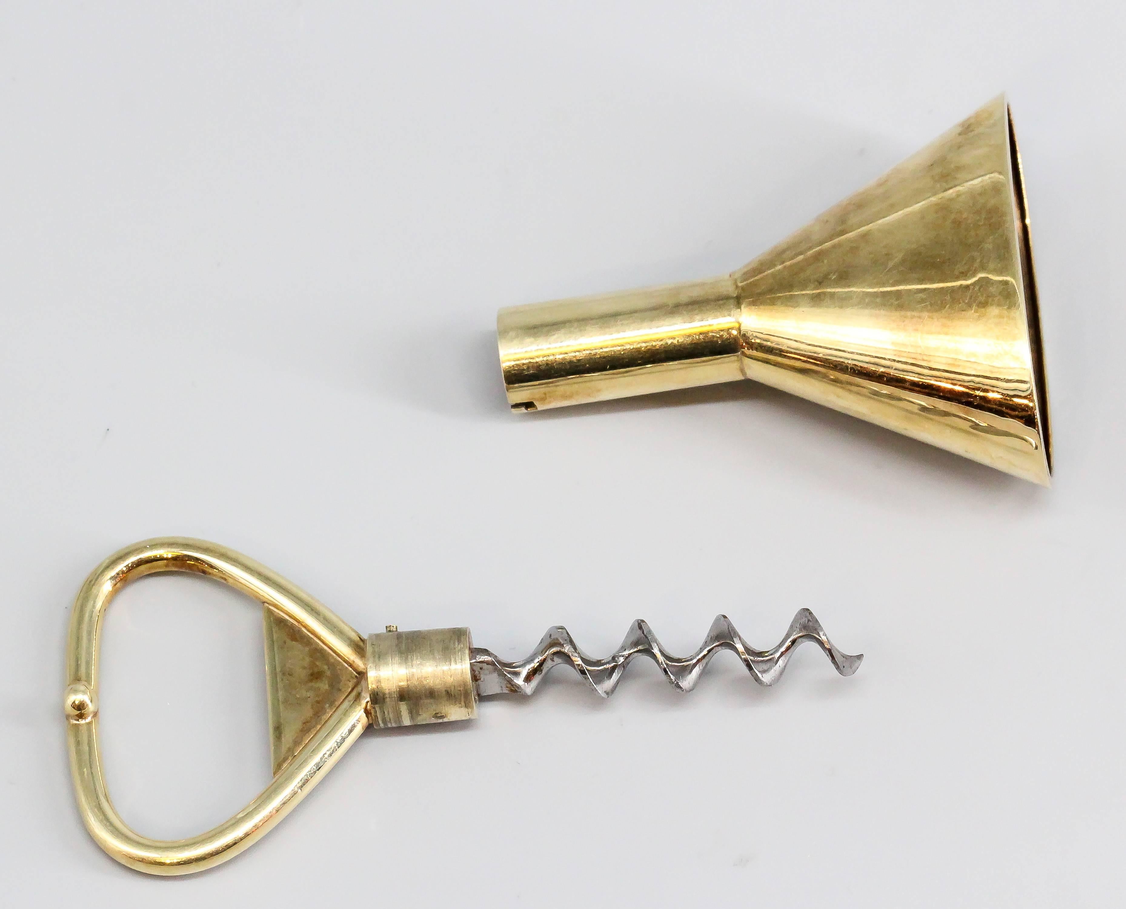 Women's or Men's RARE Yellow Gold Corkscrew and Funnel 