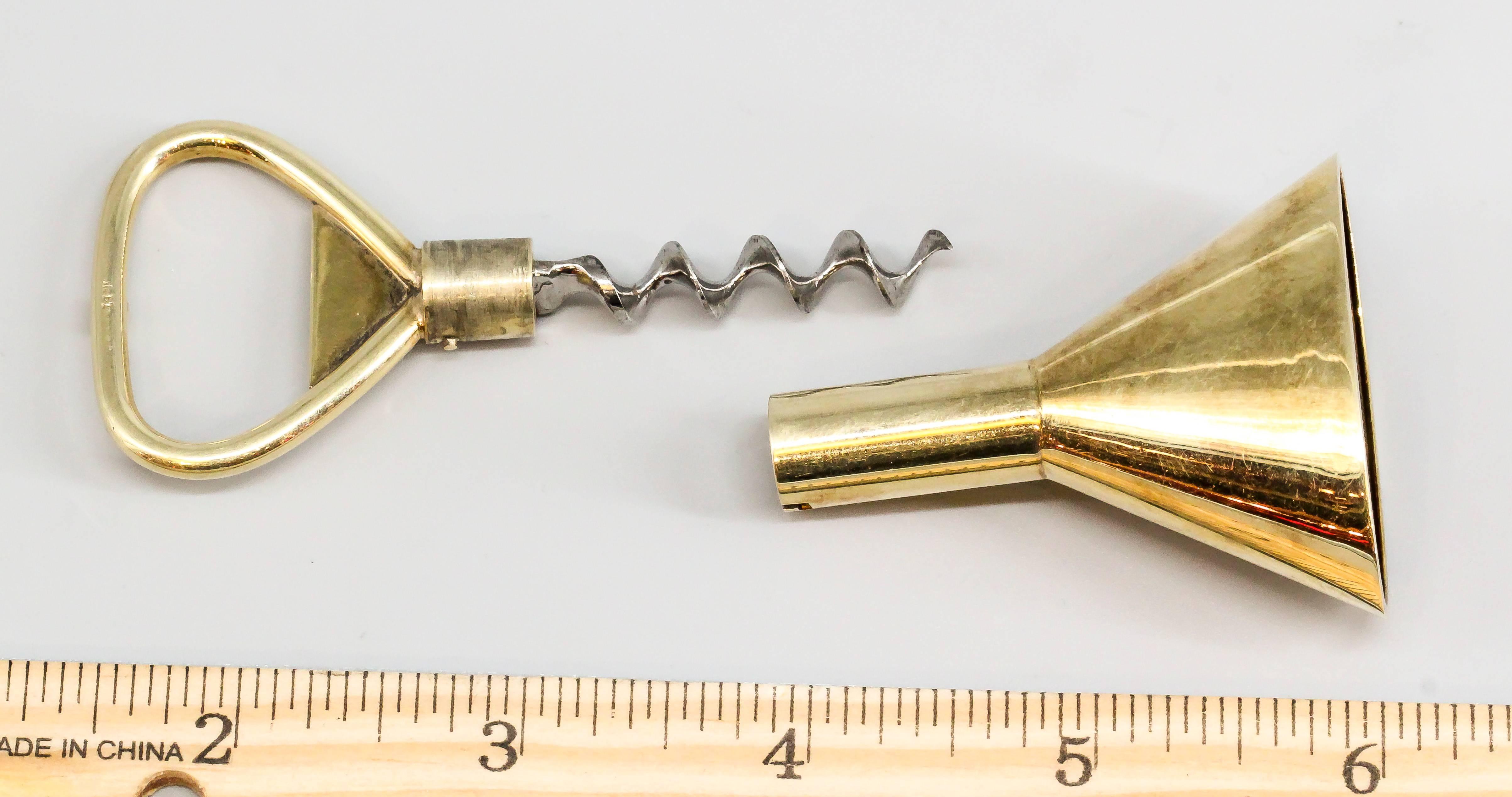 RARE Yellow Gold Corkscrew and Funnel  1