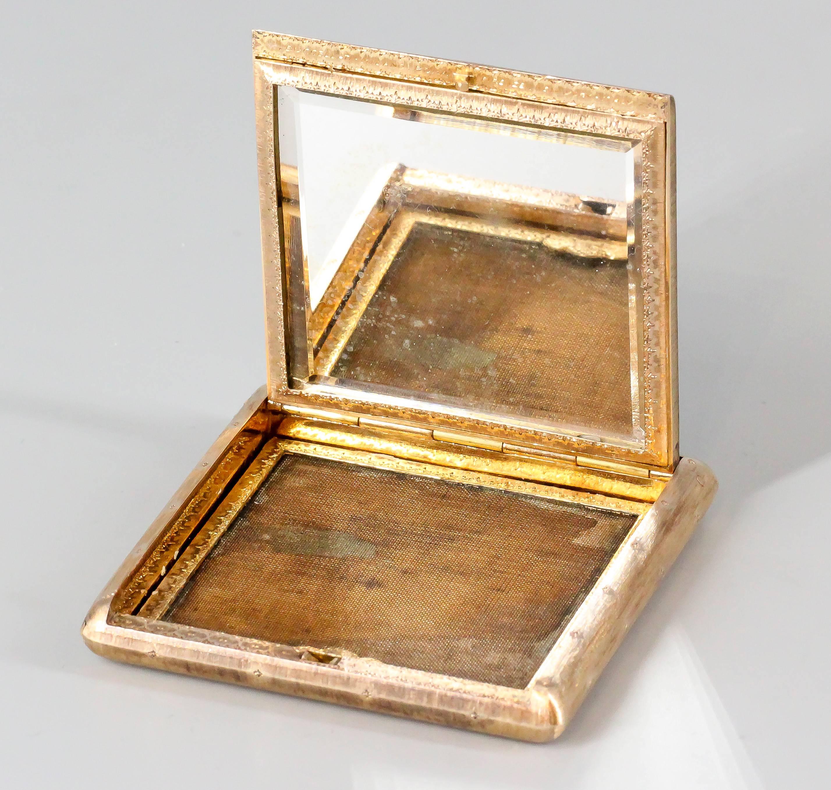 1930er Jahre Buccellati Art Deco Rubin Diamant Gold Kompakt im Zustand „Gut“ in New York City, NY