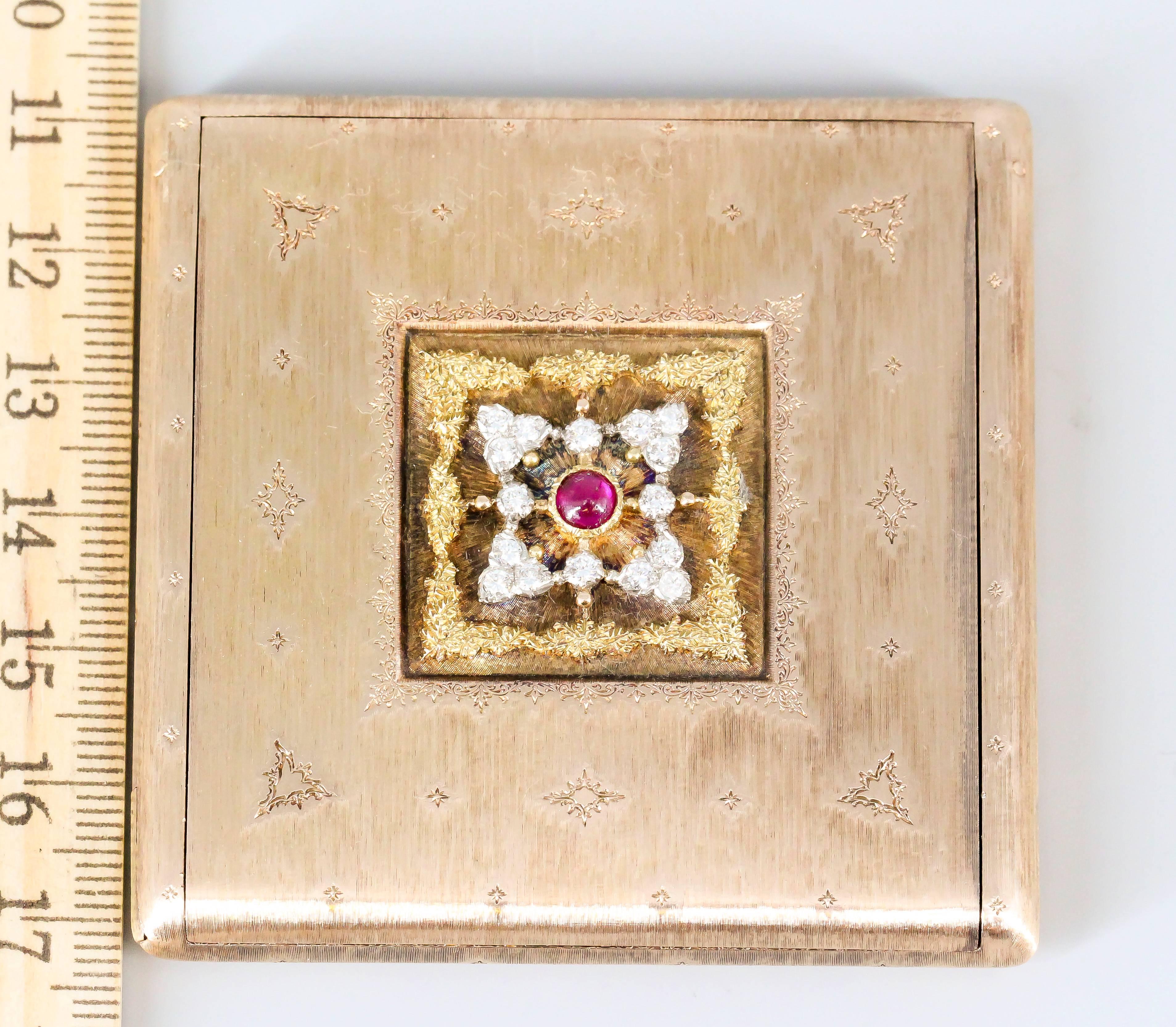 1930er Jahre Buccellati Art Deco Rubin Diamant Gold Kompakt 3