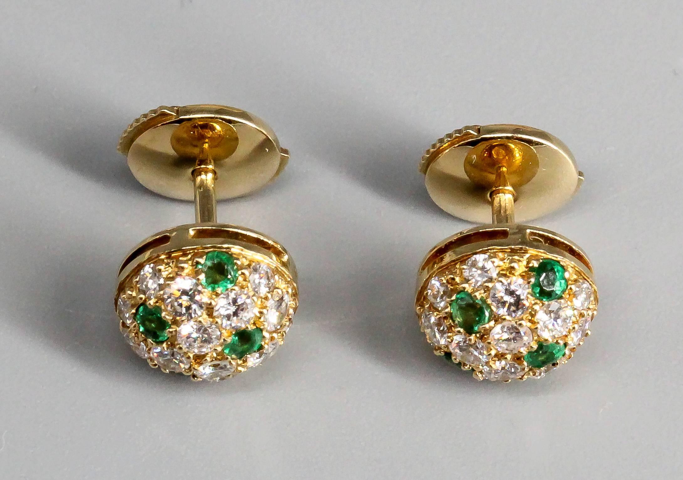 CARTIER Emerald  Diamond  Gold Earrings In Excellent Condition In New York, NY