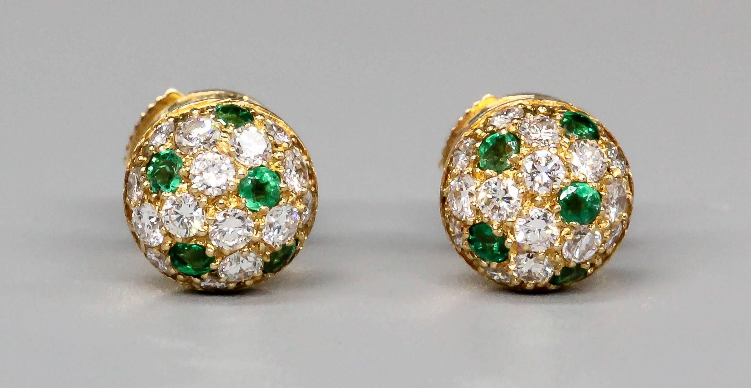 CARTIER Emerald  Diamond  Gold Earrings 1